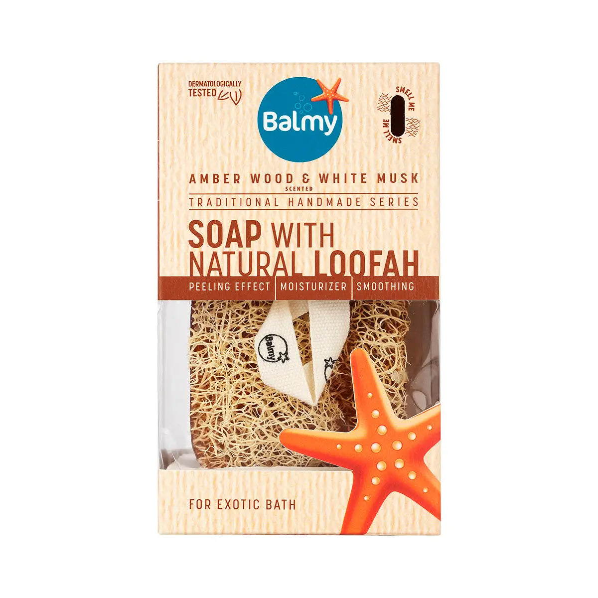 Balmy Soap With Natural Loofah 125g-Amber Wood & White Musk