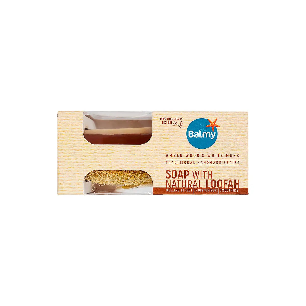Balmy Soap With Natural Loofah 125g-Amber Wood & White Musk