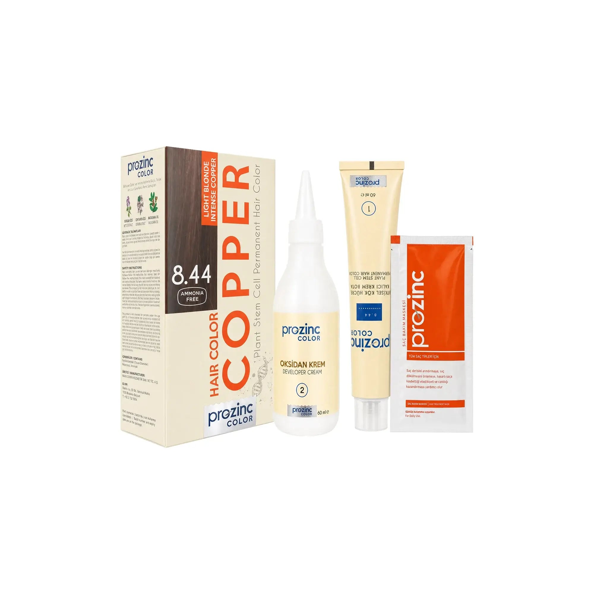 60980-Prozinc Hair Color 8.44-Light Blonde Intense Copper +5