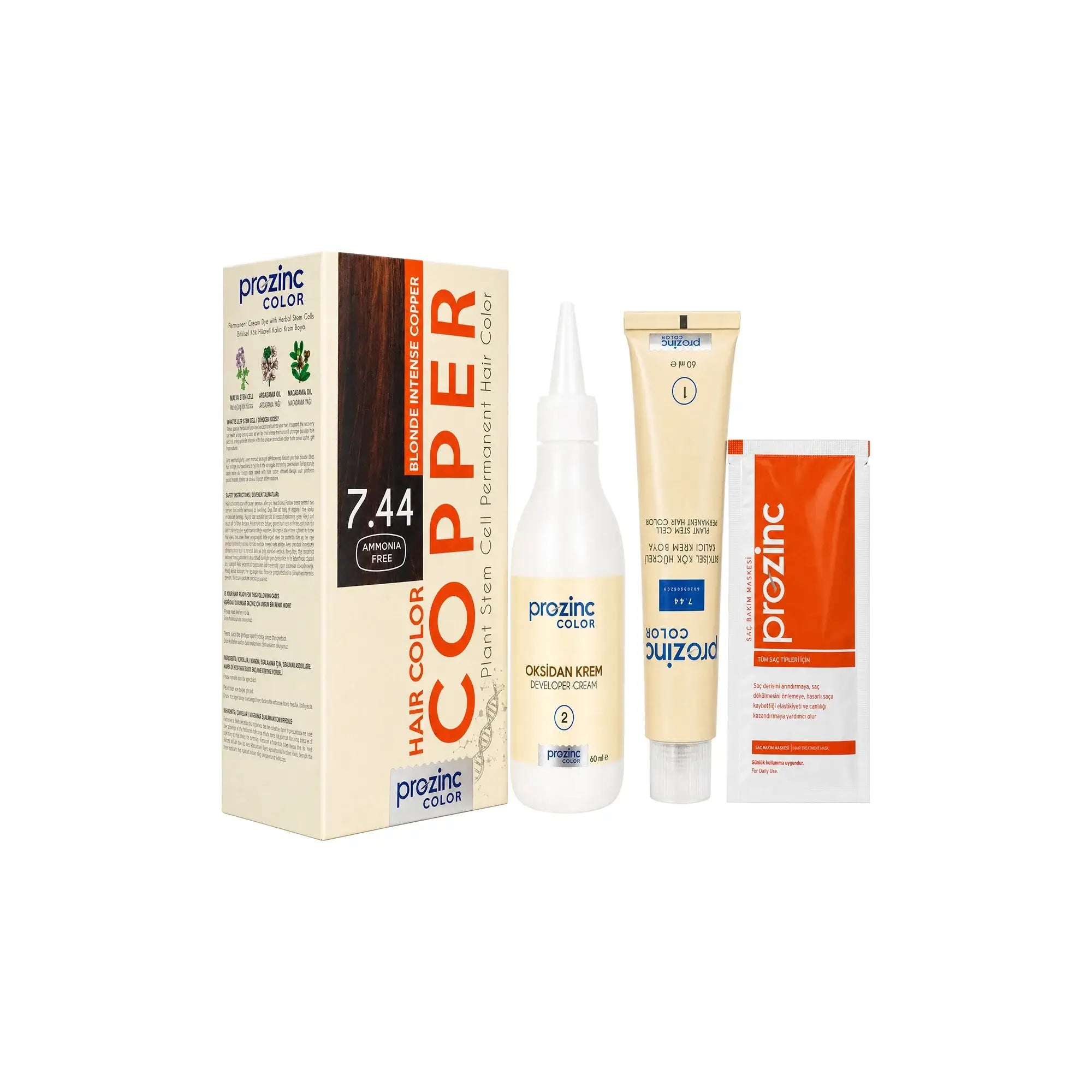 60981-Prozinc Hair Color 7.44-Blonde Intense Coppe +5