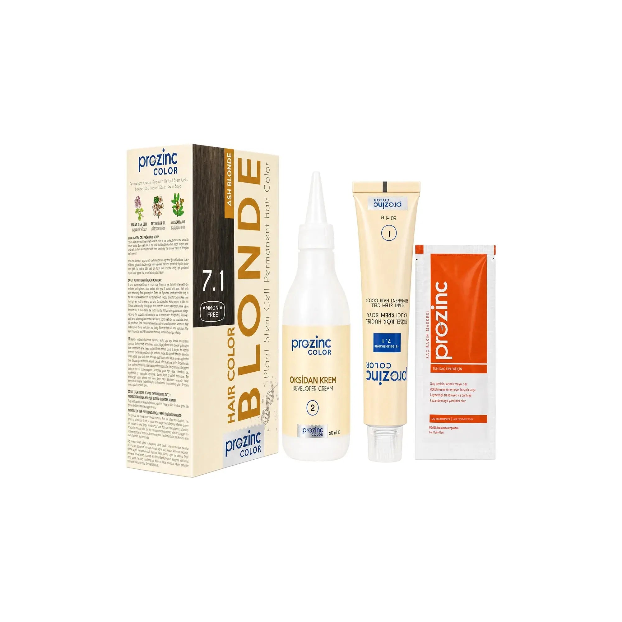 60986-Prozinc Hair Color 7.1-Ash Blonde +5