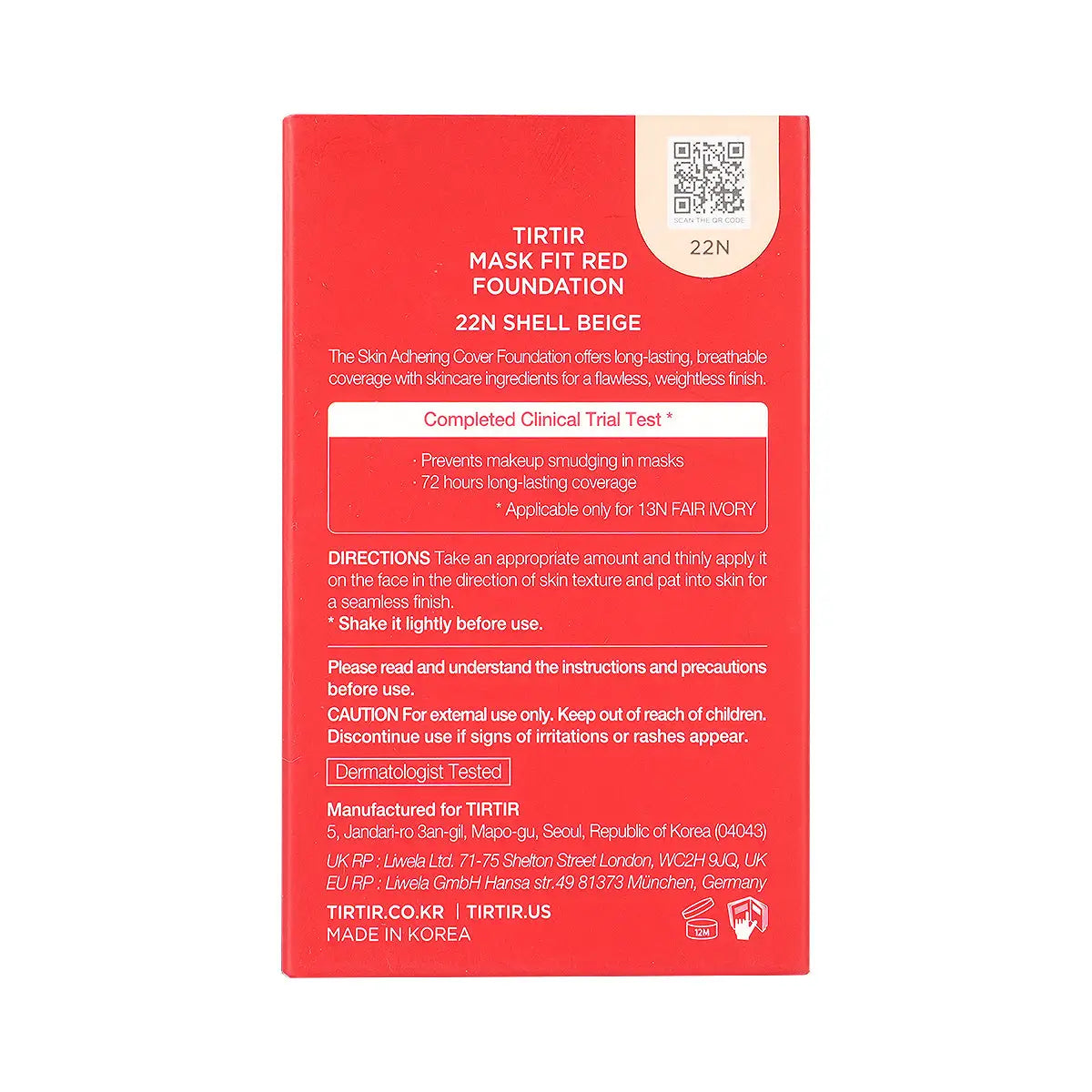 Tirtir Mask Fit Red Foundation 22N-Shell Beige