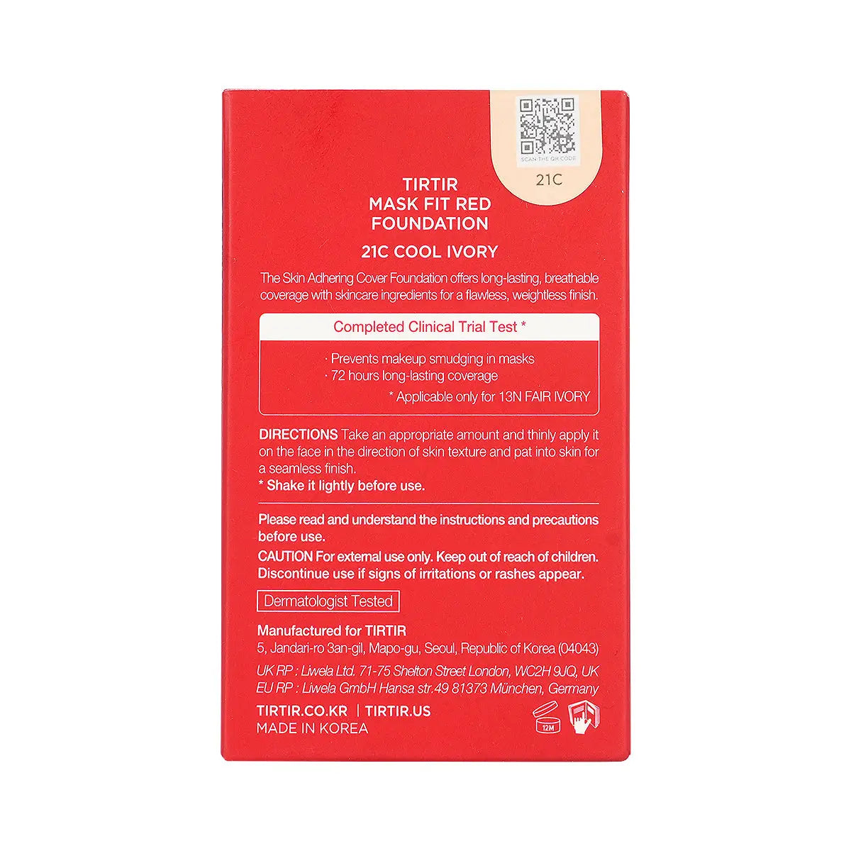 Tirtir Mask Fit Red Foundation 21C-Cool Ivory