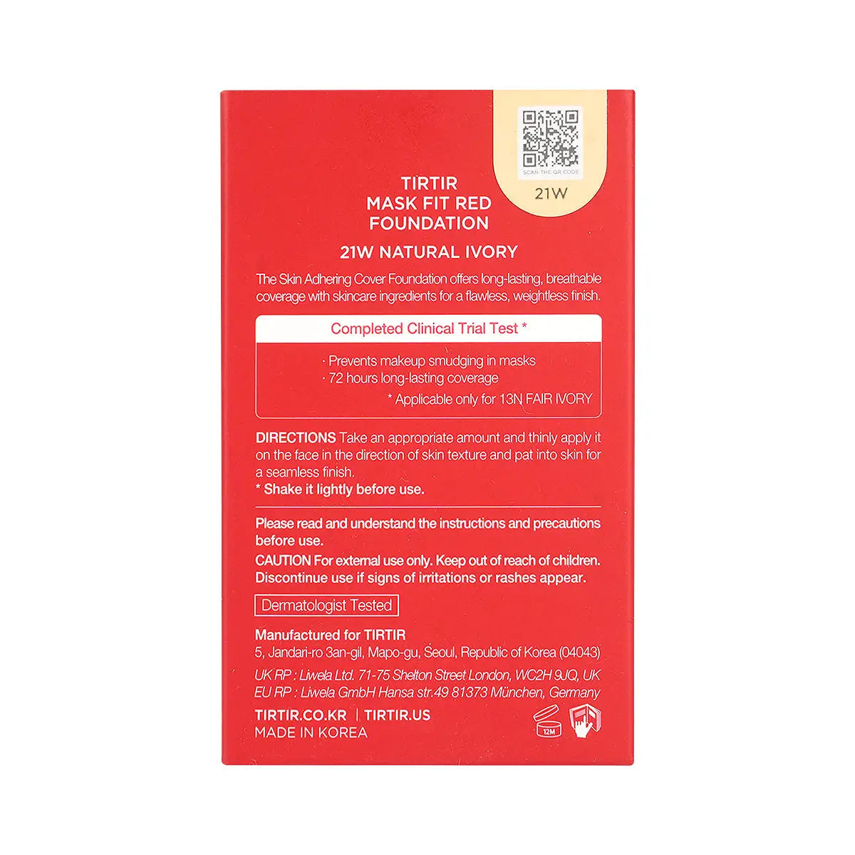 Tirtir Mask Fit Red Foundation 21W-Natural ivory