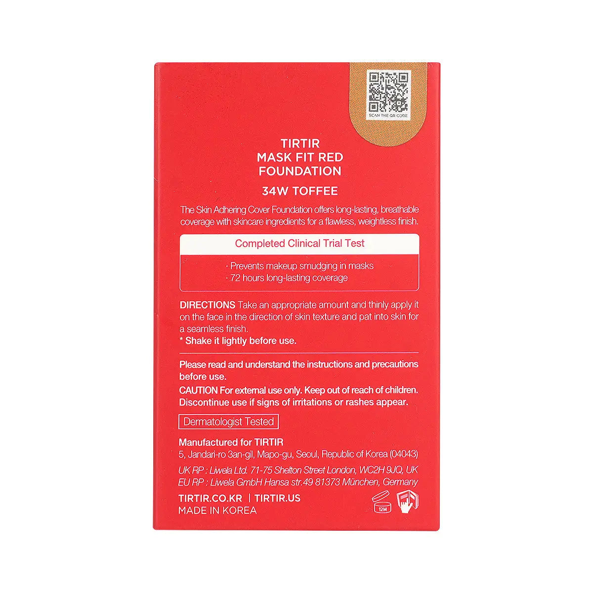 Tirtir Mask Fit Red Foundation 34W-Toffee