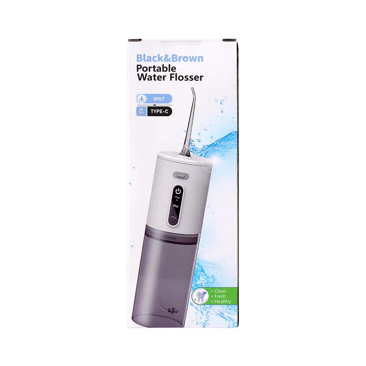 61117-Black & Brown Portable Water Flosser IPX7-White