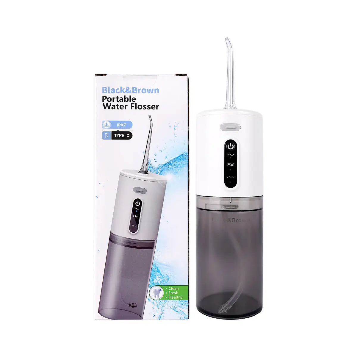 61117-Black & Brown Portable Water Flosser IPX7-White +4