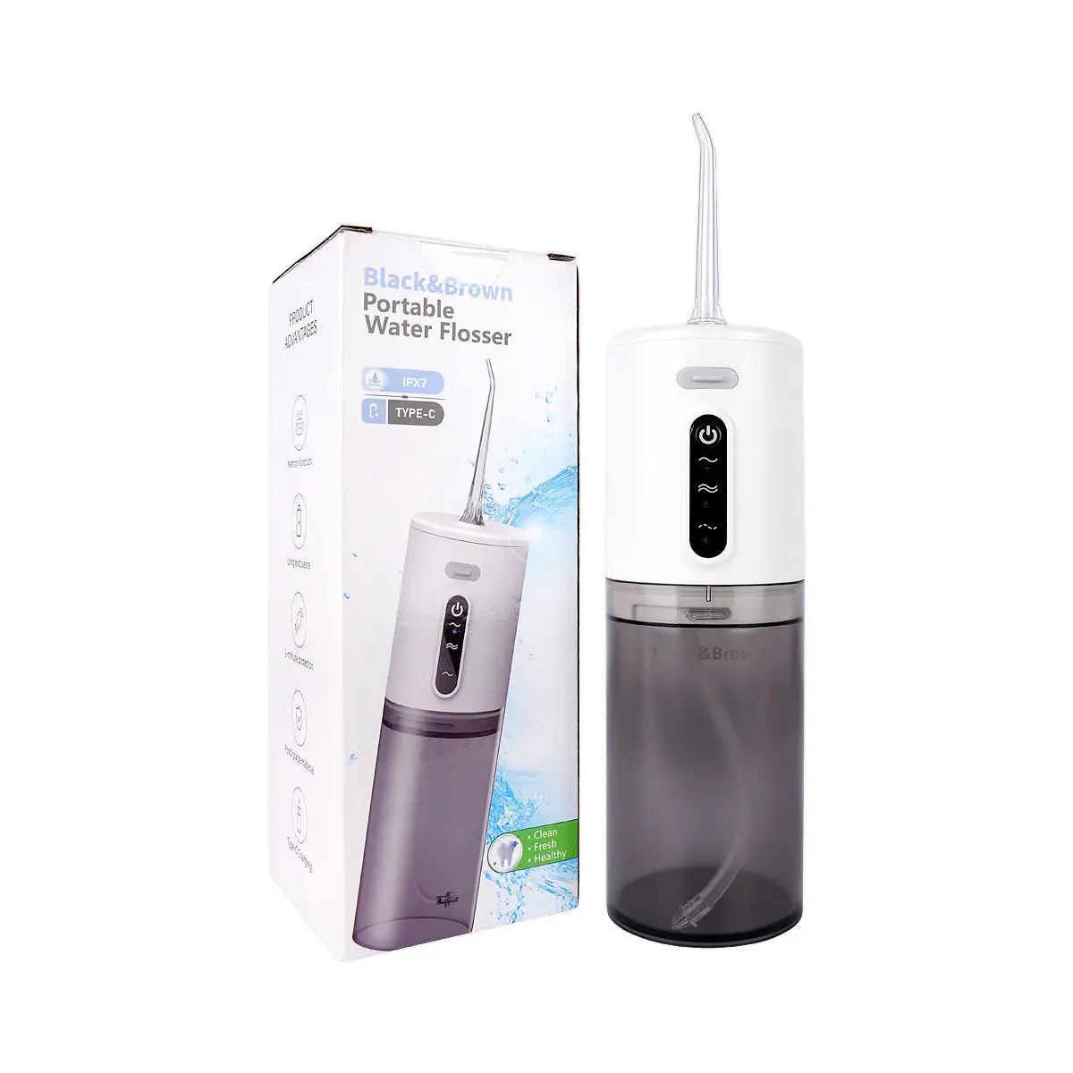 61117-Black & Brown Portable Water Flosser IPX7-White +5