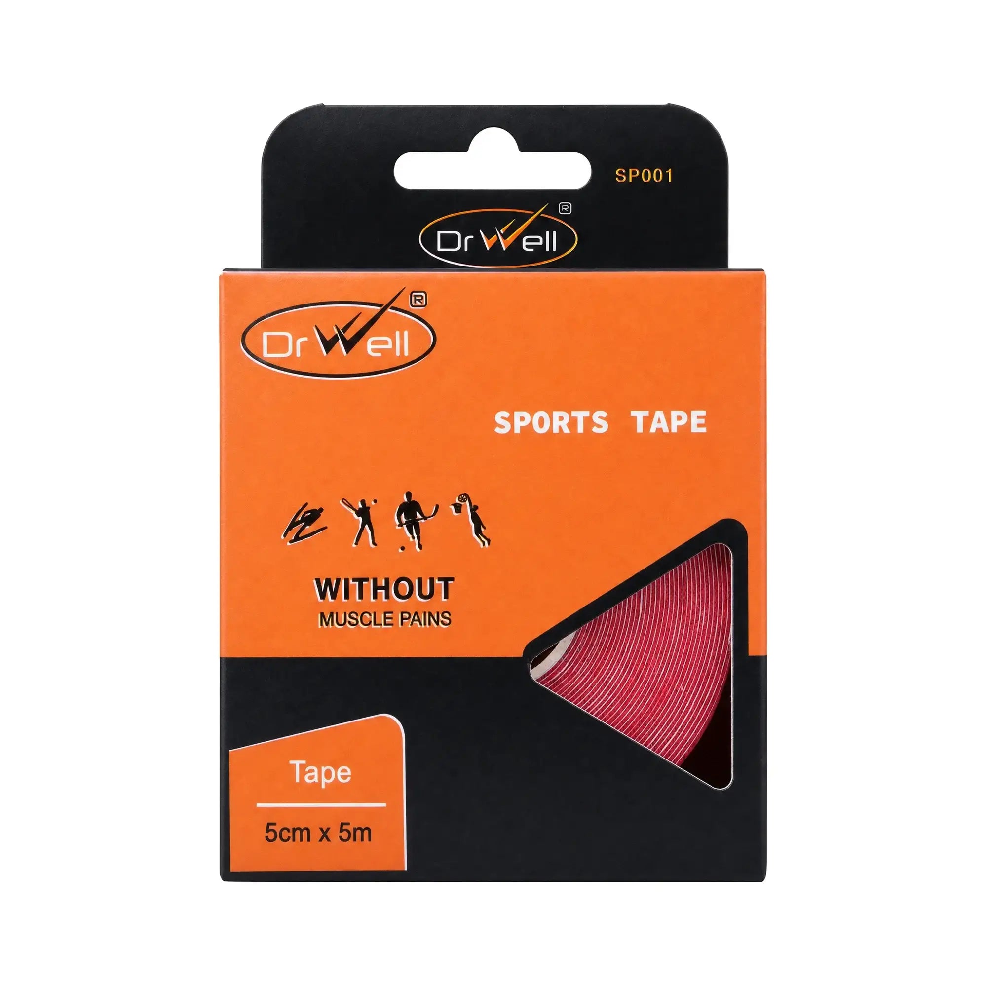 61128-Dr Well Sports Tape 5cmx5m - Red +1