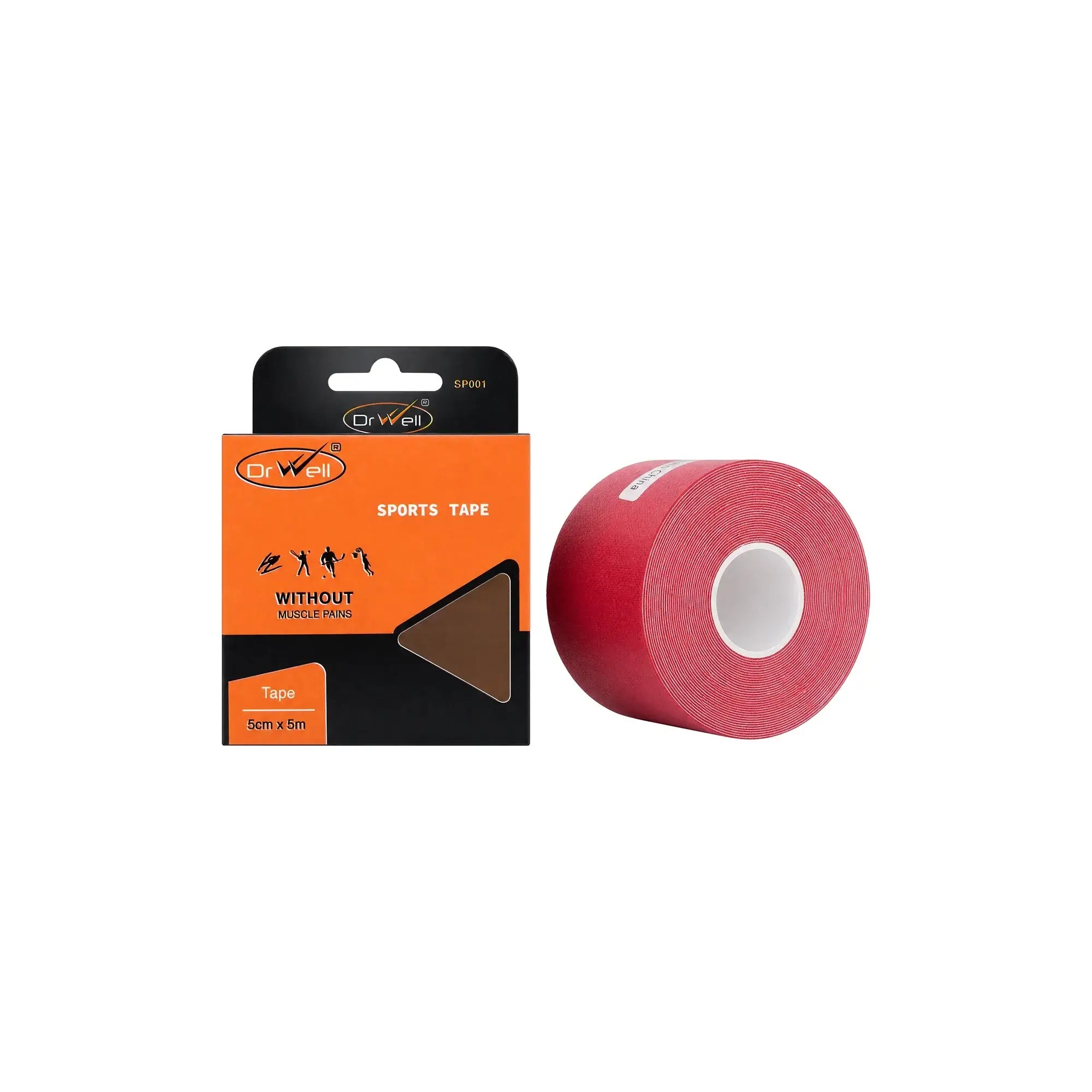 61128-Dr Well Sports Tape 5cmx5m - Red 