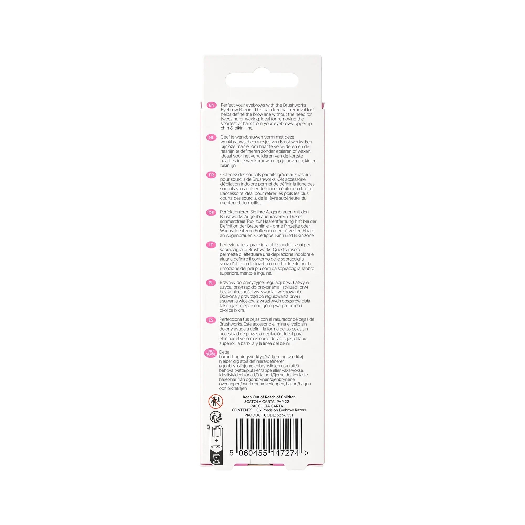 61138-Brushworks Precision Eyebrow Razor 3pcs +1