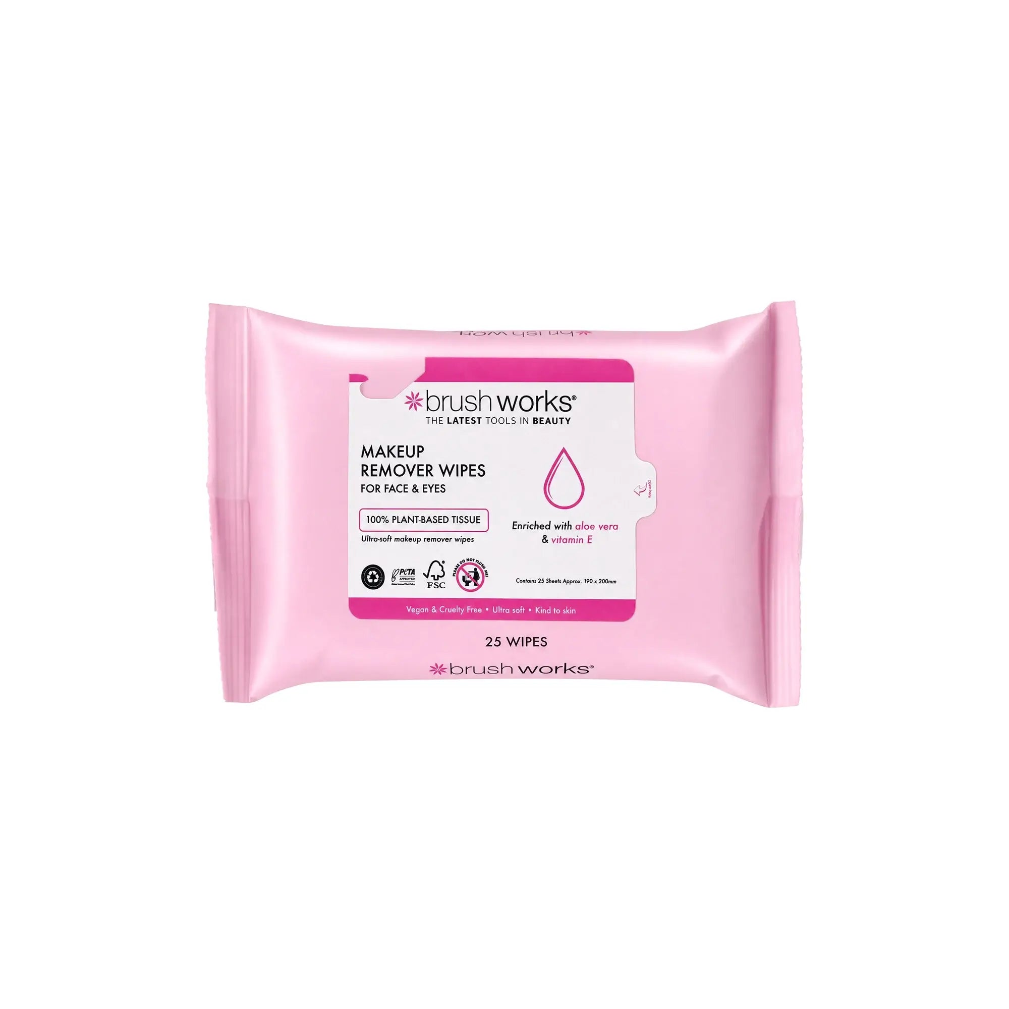 61139-Brushworks Make Up Remover Wipes 25pcs 