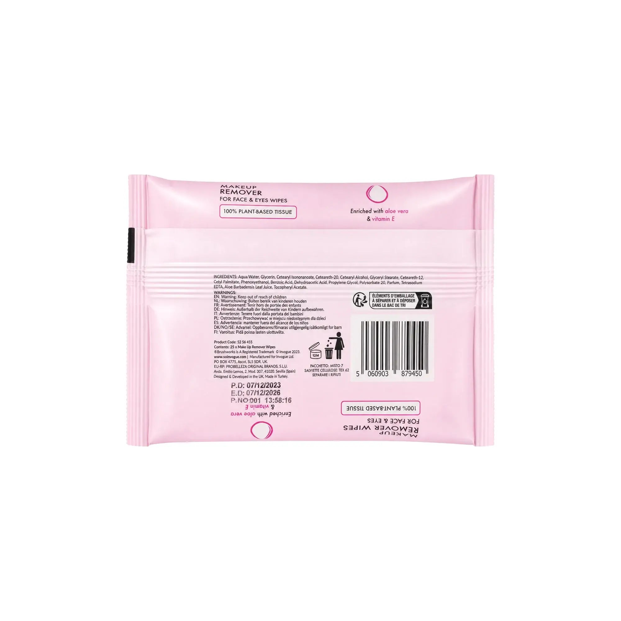 61139-Brushworks Make Up Remover Wipes 25pcs +1