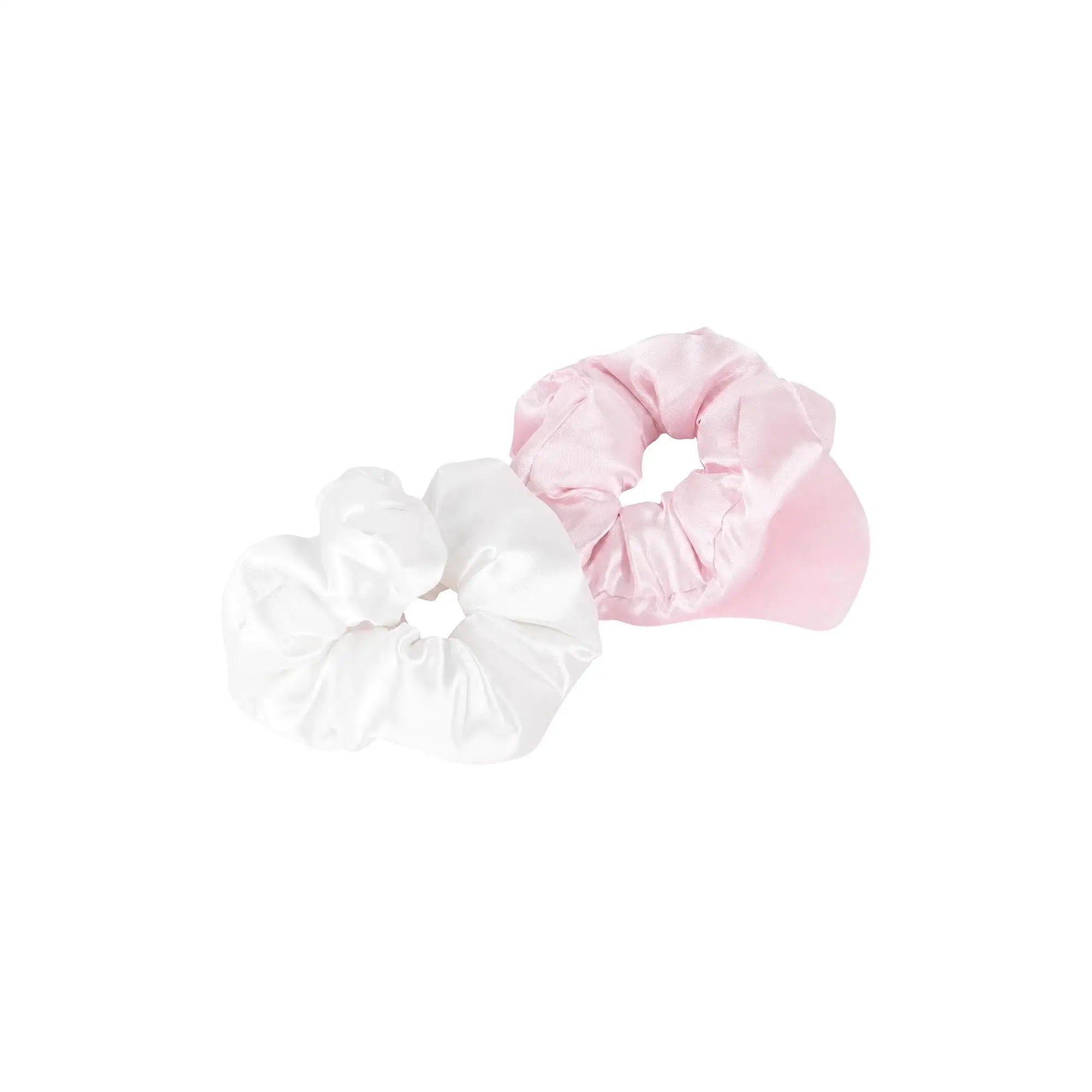 61145-Brushworks Satin Scrunchies - Pink & White +2