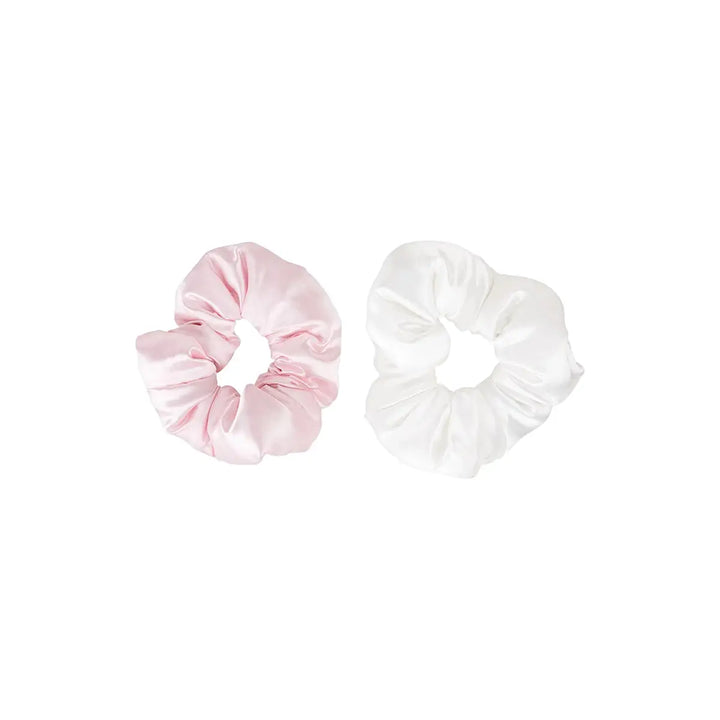 61145-Brushworks Satin Scrunchies - Pink &amp; White +1