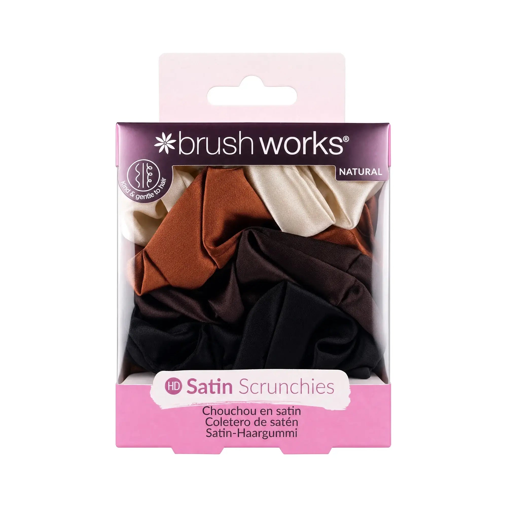 61146-Brushworks Satin Scrunchies 4pcs 