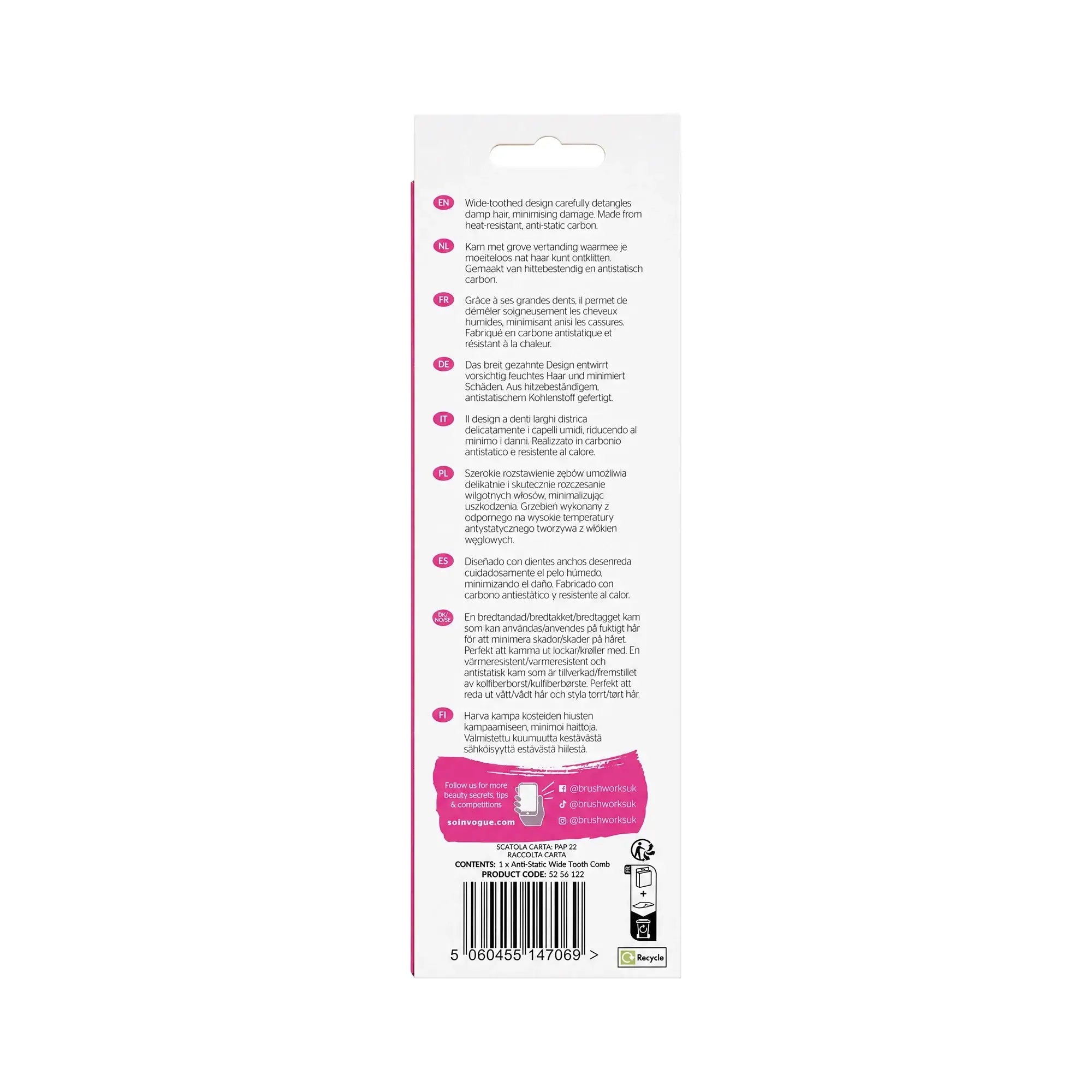 61149-Brushworks Anti-Static Wide Tooth Comb +1