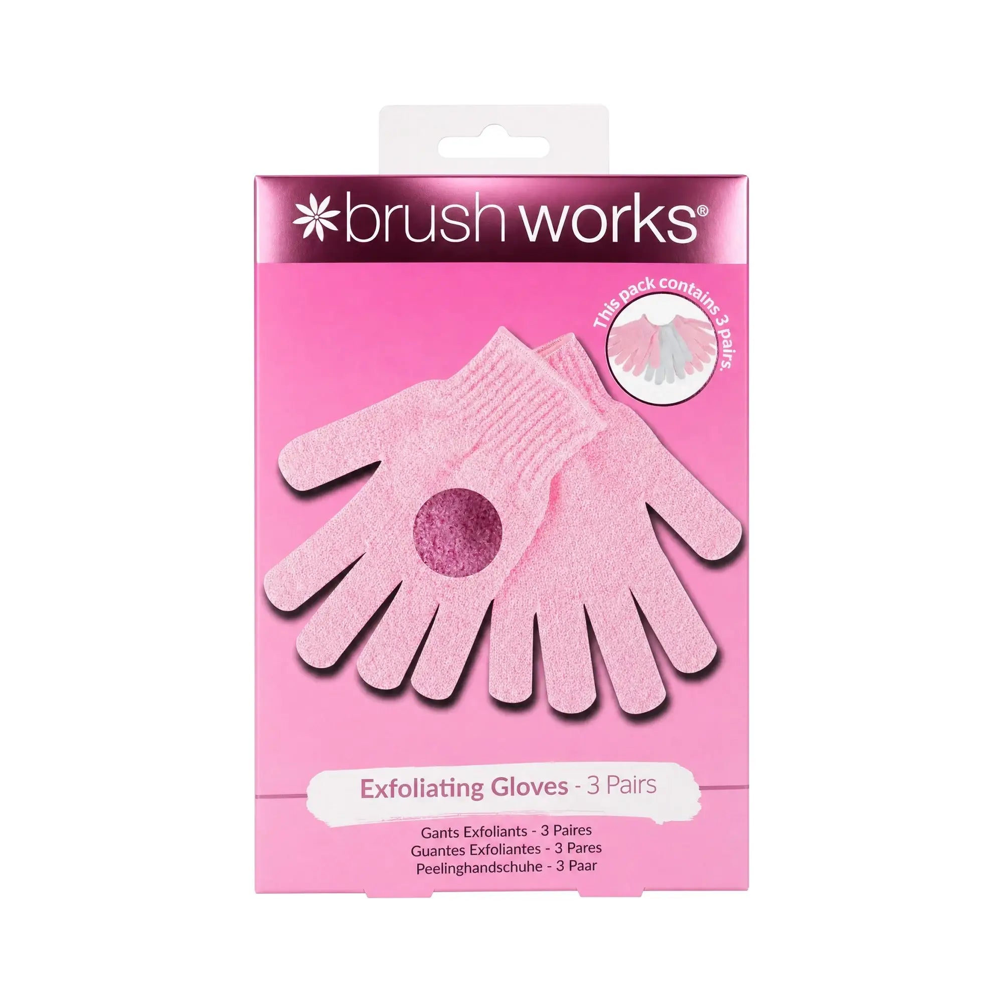 61150-Brushworks Exfoliating Gloves - 3 Pairs 