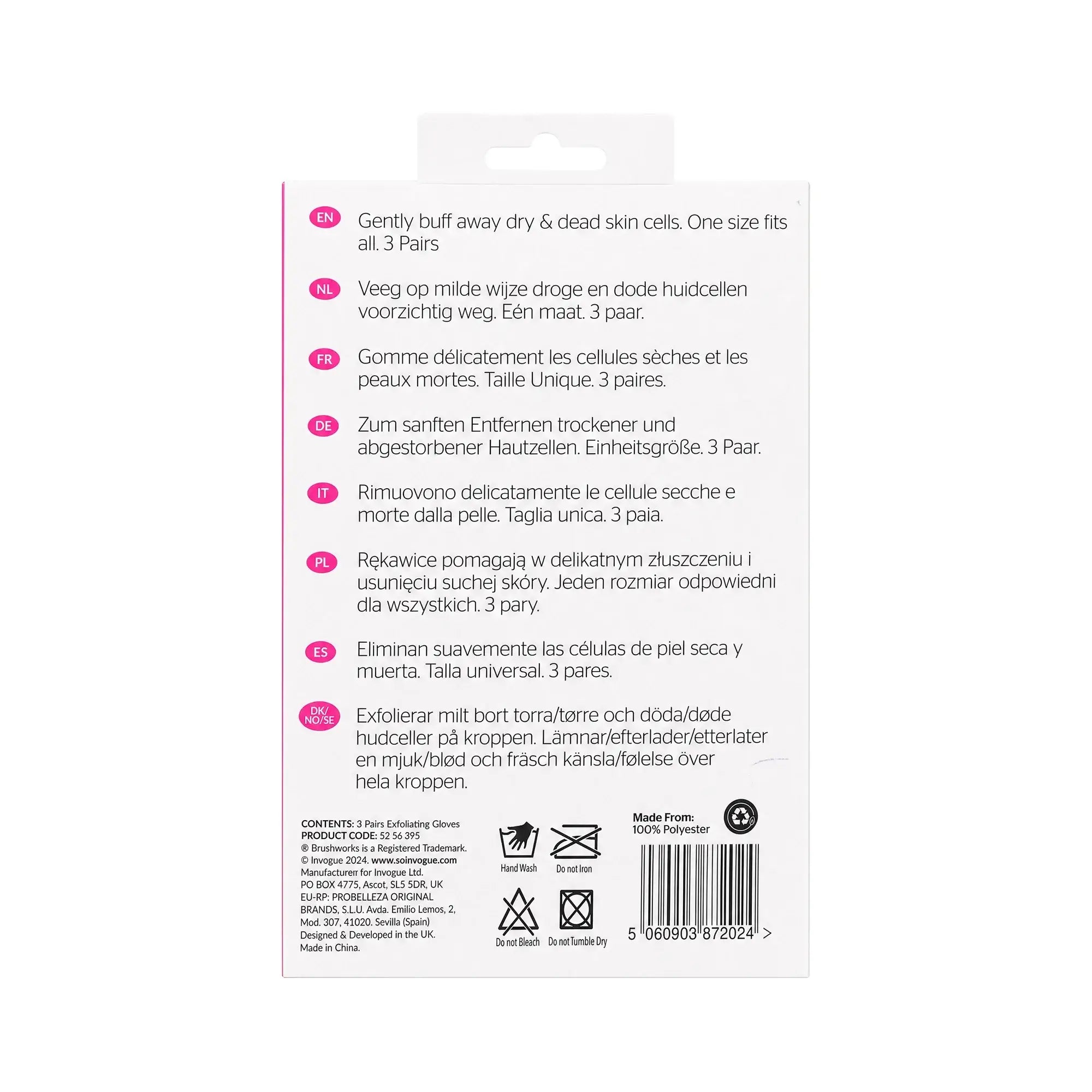 61150-Brushworks Exfoliating Gloves - 3 Pairs +1