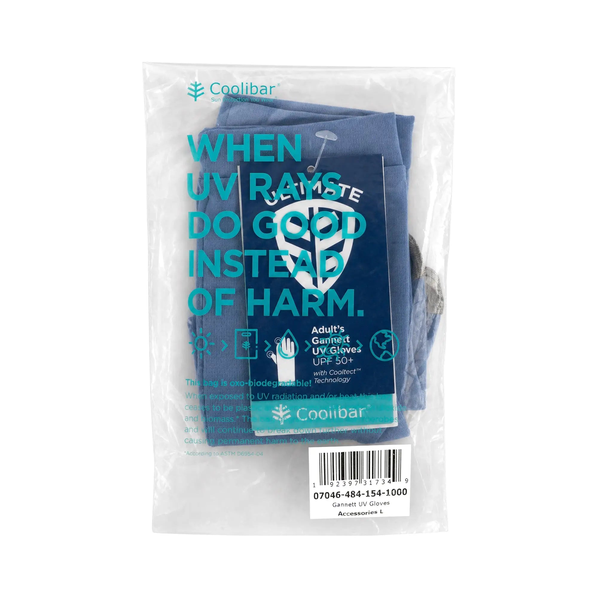 Coolibar UPF50+ Sun Moonlight Blue Gloves-L