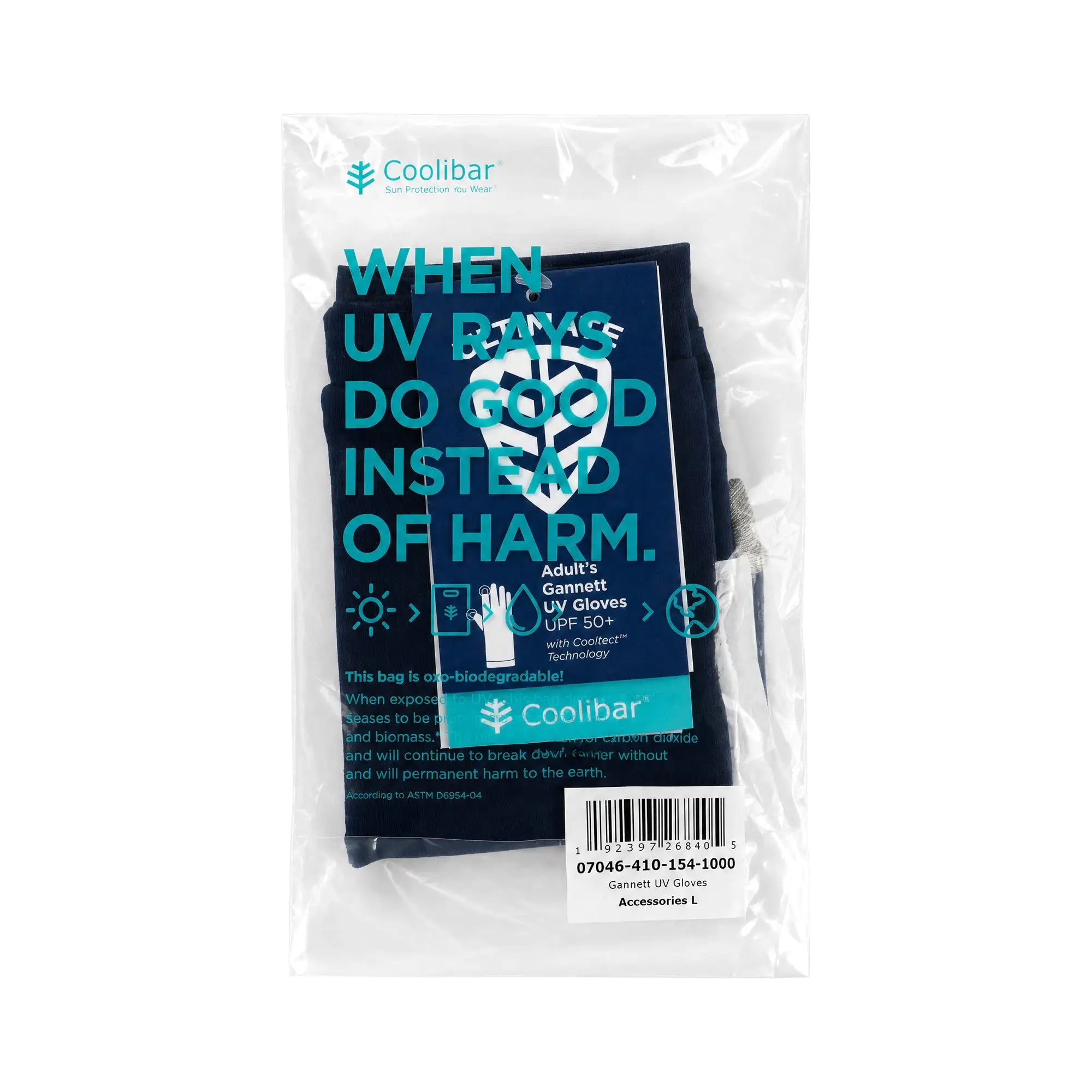 Coolibar UPF50+ Sun Navy Blue Gloves-L
