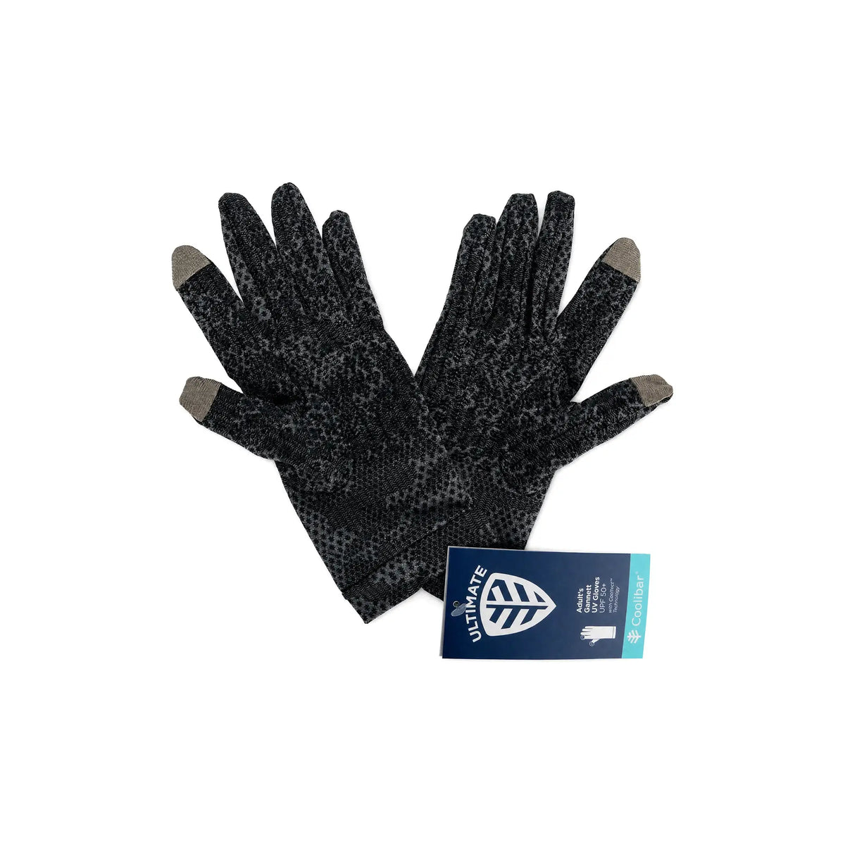 61161-Coolibar UPF50+ Sun Charcoal Camo Gloves-S