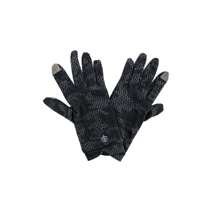 61162-Coolibar UPF50+ Sun Charcoal Camo Gloves-L +1