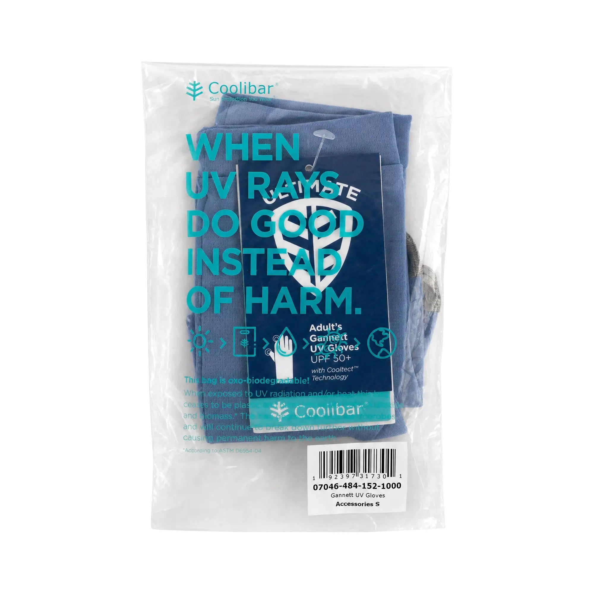 61164-Coolibar UPF50+ Sun Moonlight Blue Gloves-S +2