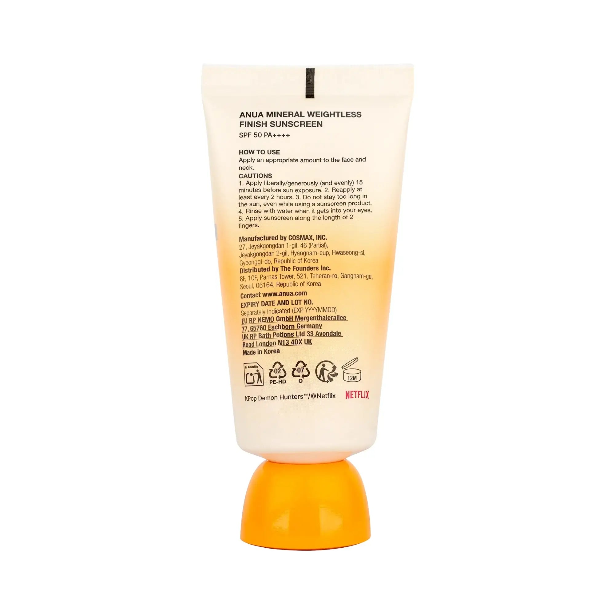 Anua Mineral Weightless Finish Sunscreen SPF50 PA++++ 50ml