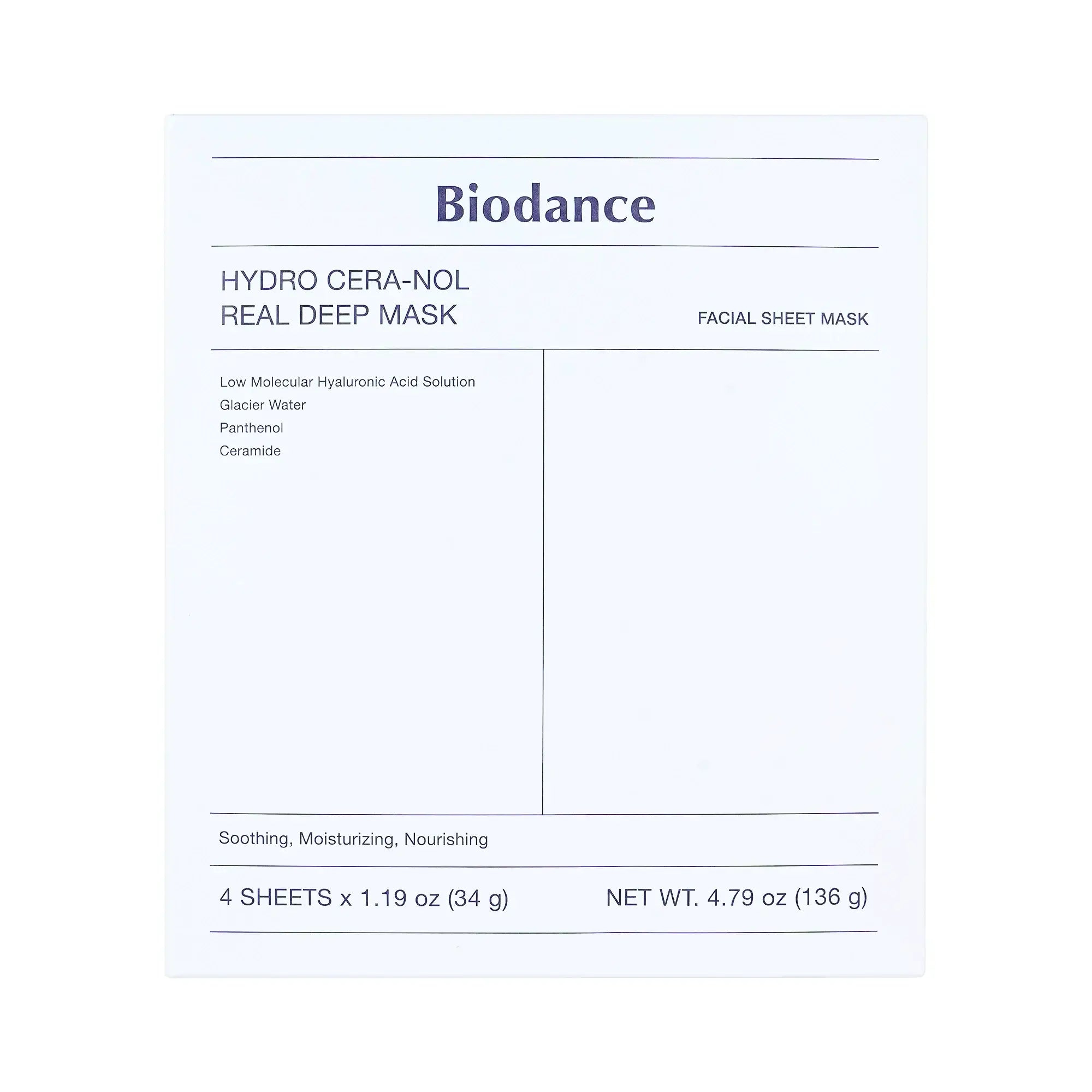 61444-Biodance Hydro Cera-Nol Real Deep Mask 4 Sheets +1