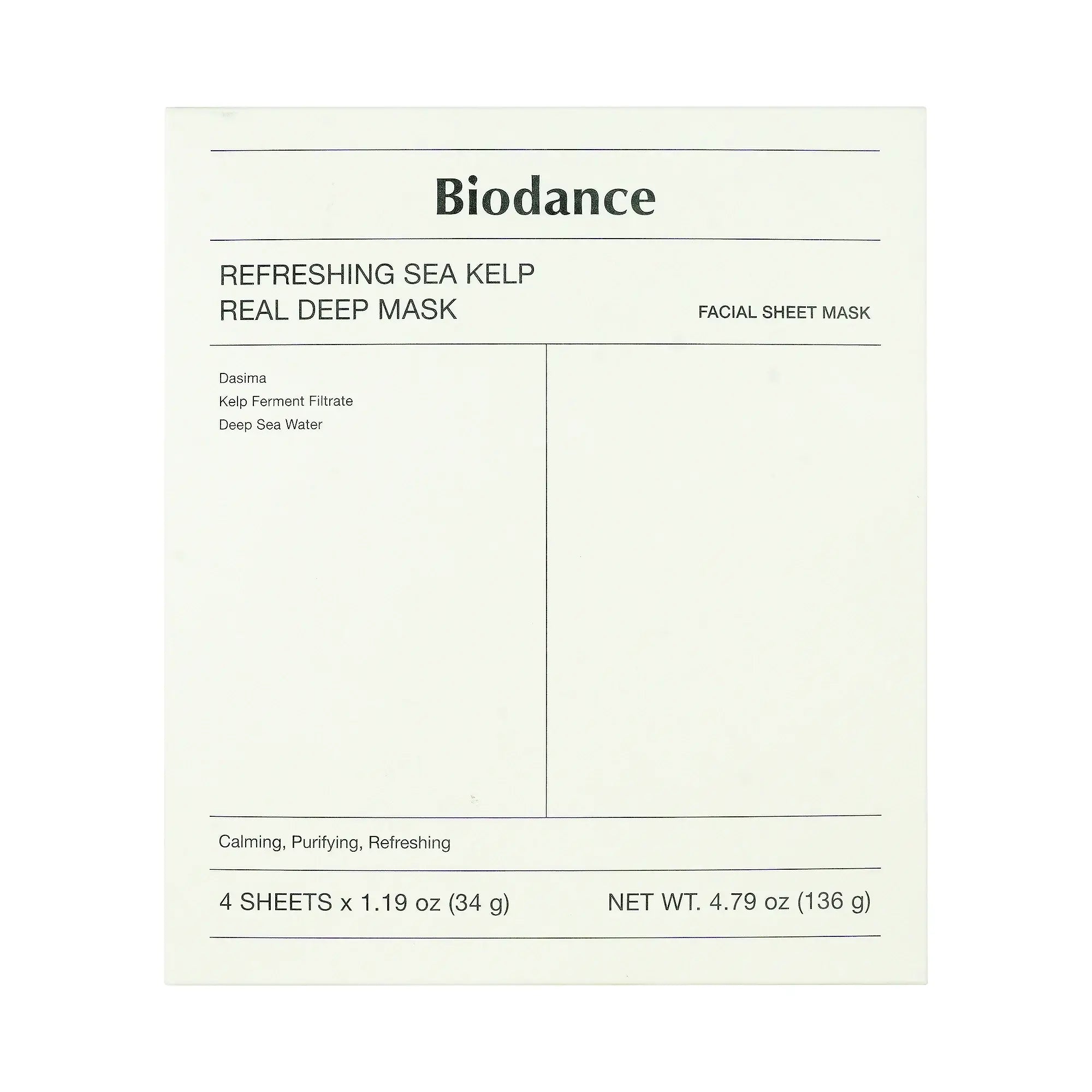 61445-Biodance Refreshing Sea Kelp Real Deep Mask 4 Sheets +1