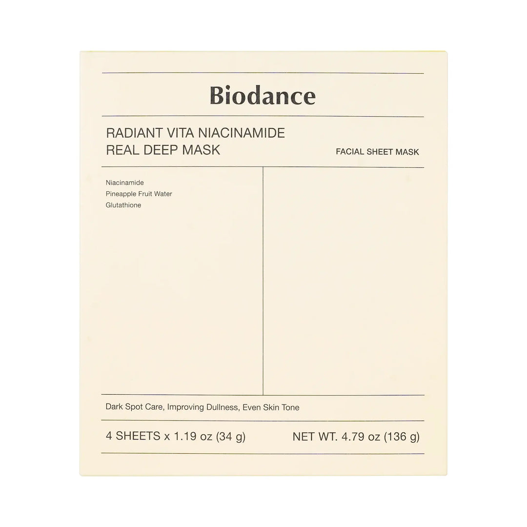61446-Biodance Radiant Vita Niacinamide Real Deep Mask 4 Sheets +1