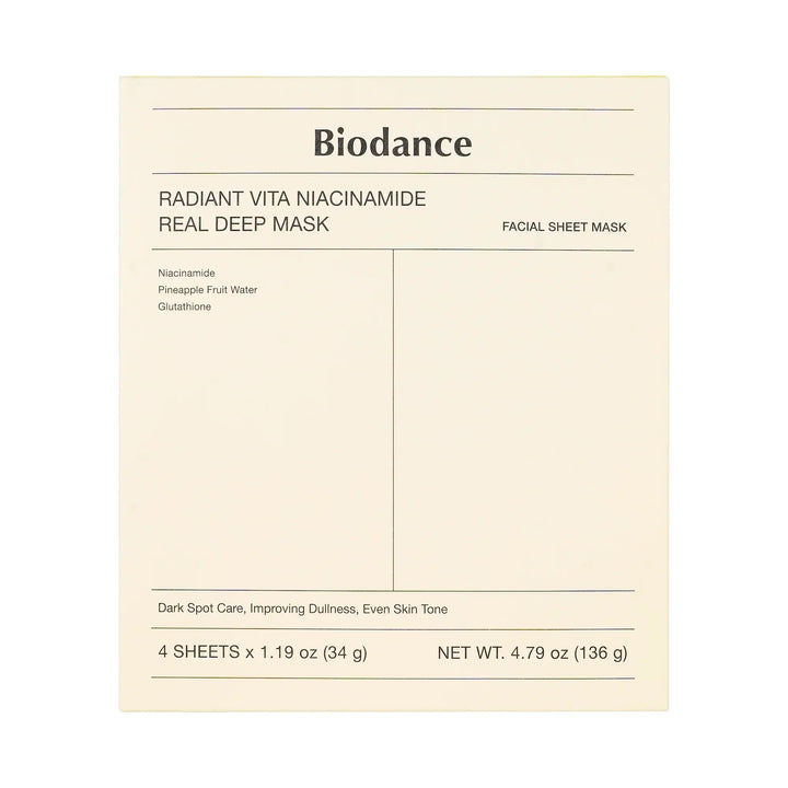 61446-Biodance Radiant Vita Niacinamide Real Deep Mask 4 Sheets +1