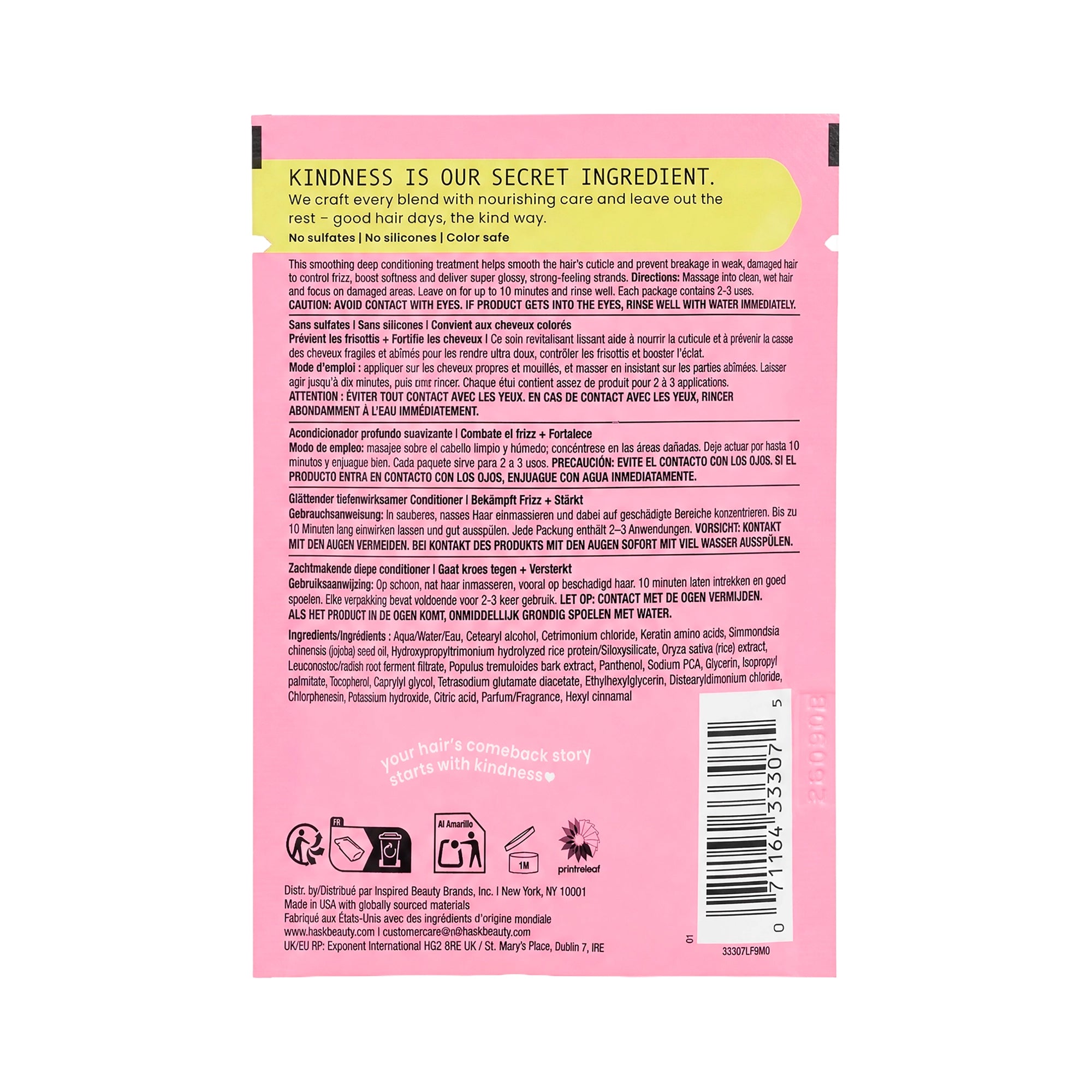 61509-Hask Smooth + Keratin & Jojoba Oil Deep Conditioner 50ml +1