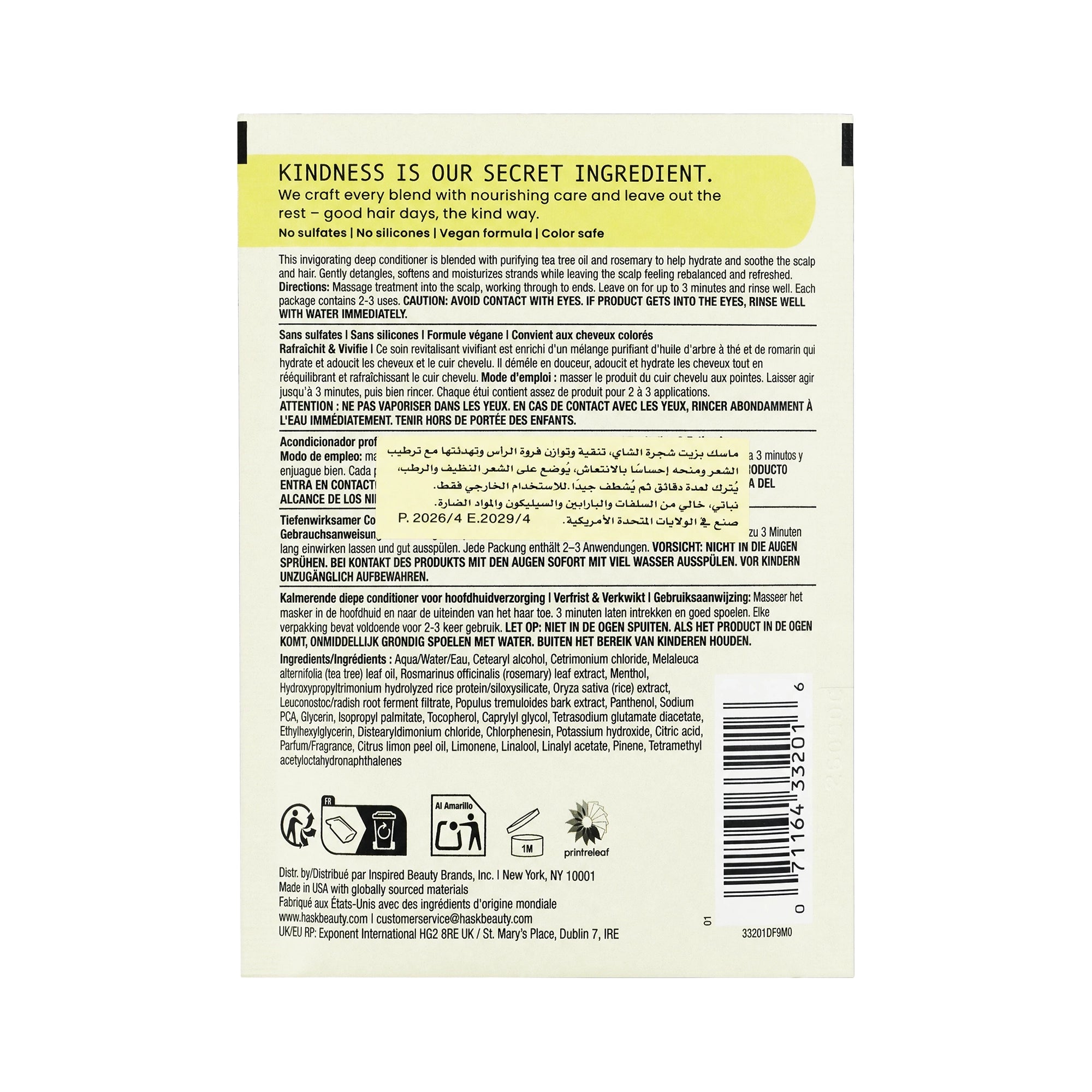 61521-Hask Soothe tea tree oil & rosemary deep conditioner 50ml +1