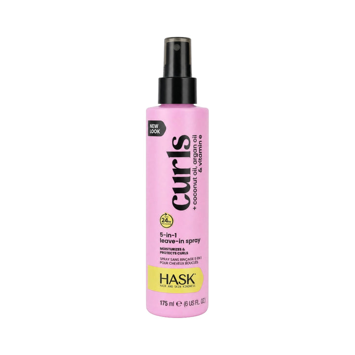 61526-Hask Curls Coconut Oil Argan Oil &amp; Vitamin E 5in1 Spray 175ml