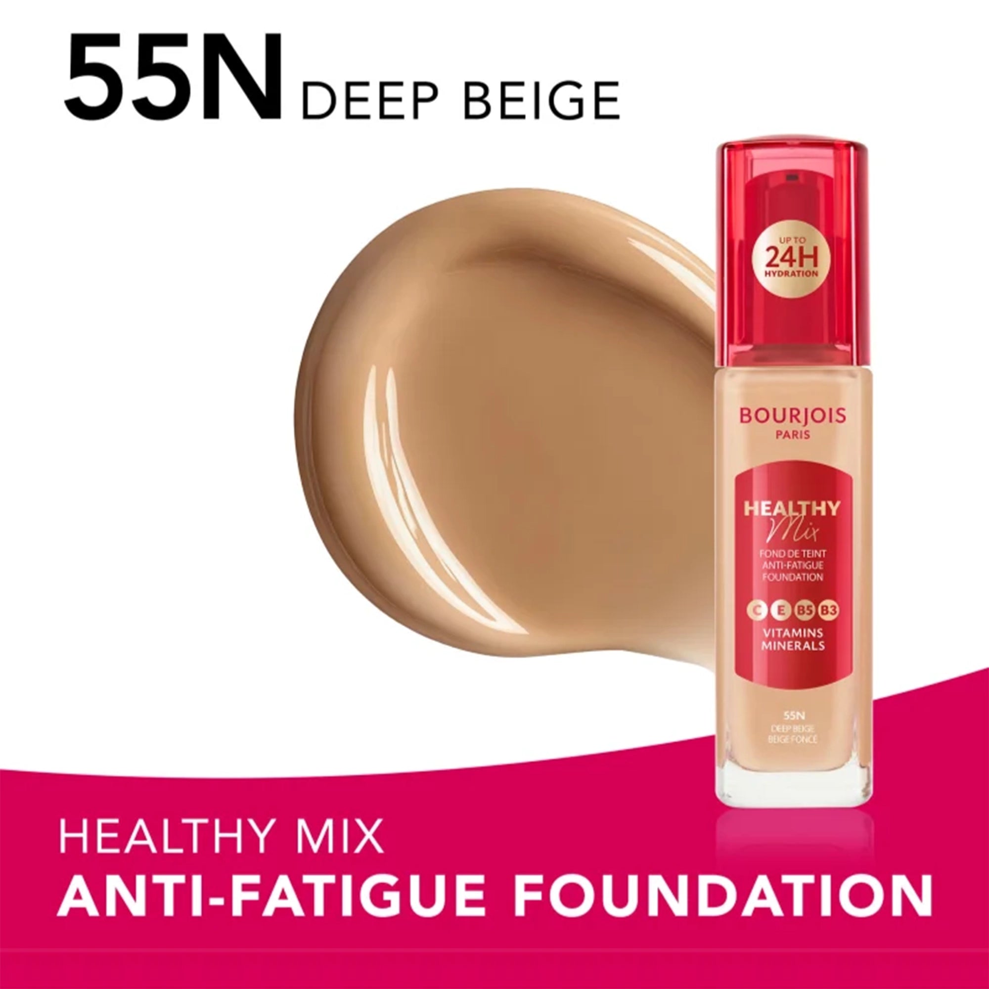 Bourjois Healthy Mix Anti-Fatigue Foundation 55N-Deep Beige