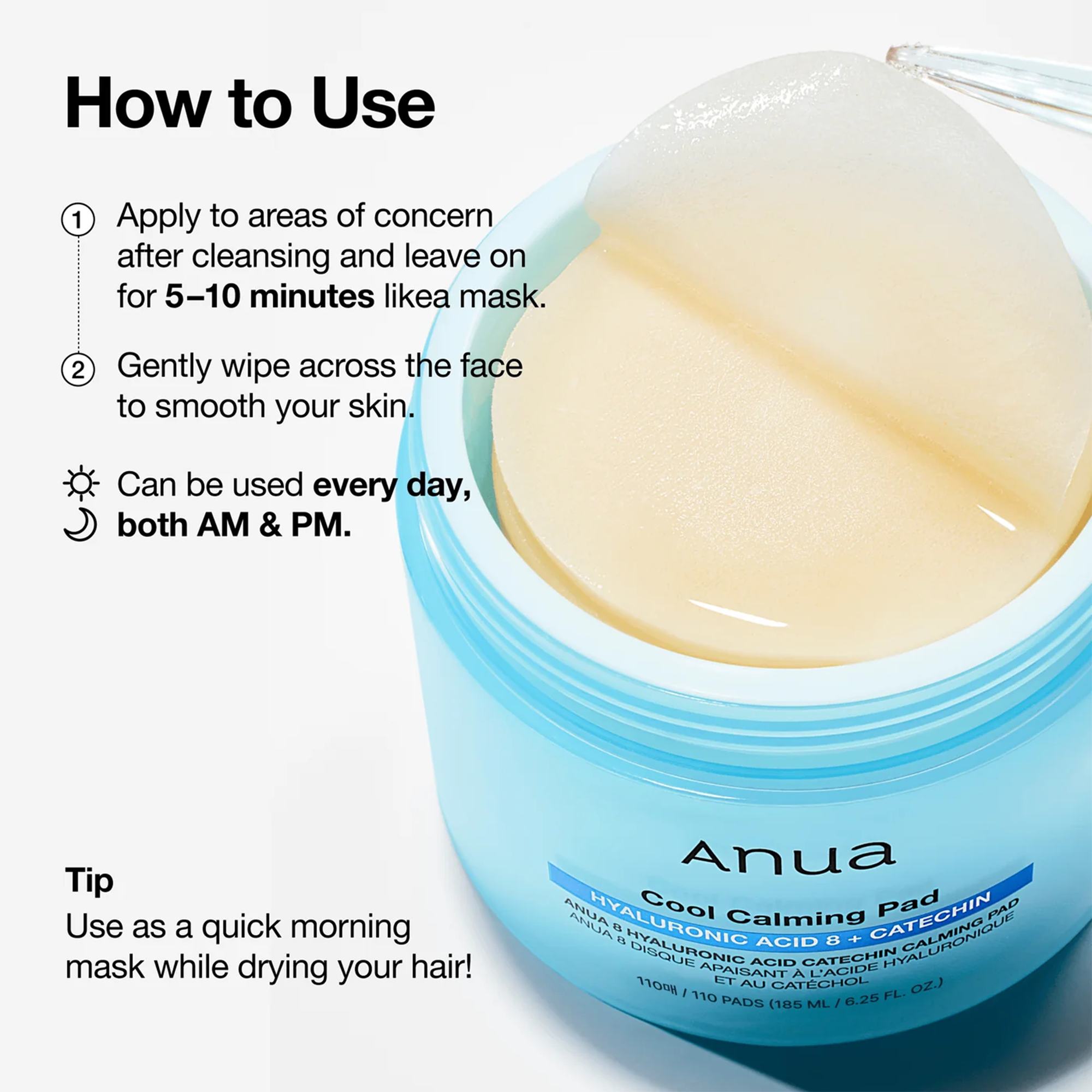 Anua 8 Hyaluronic Acid Catechin Calming 110 Pads