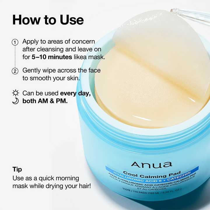 61548-Anua 8 Hyaluronic Acid Catechin Calming 110 Pads +11