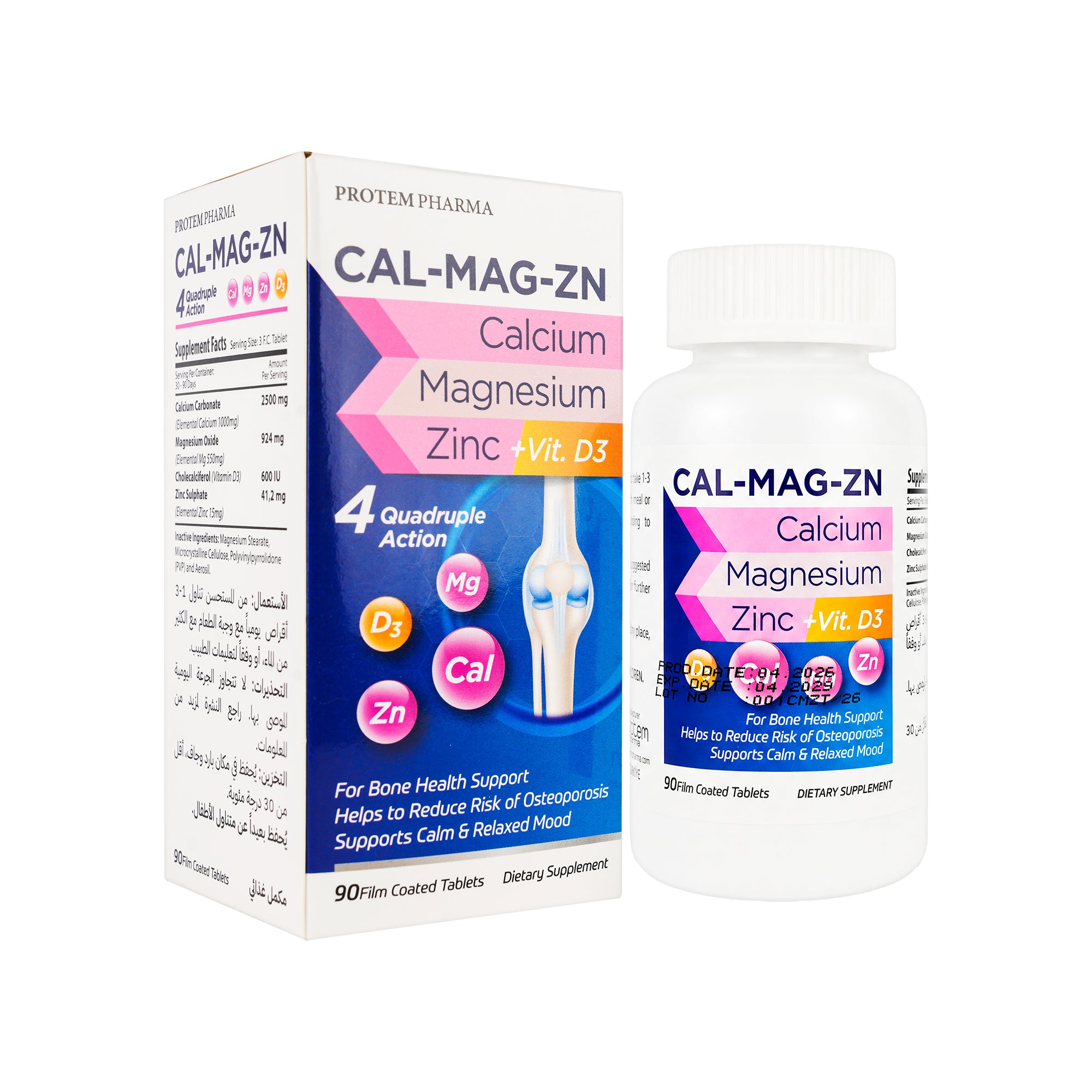 Protem Pharma Cal-Mag-Zn+Vit D3 90 Tablets