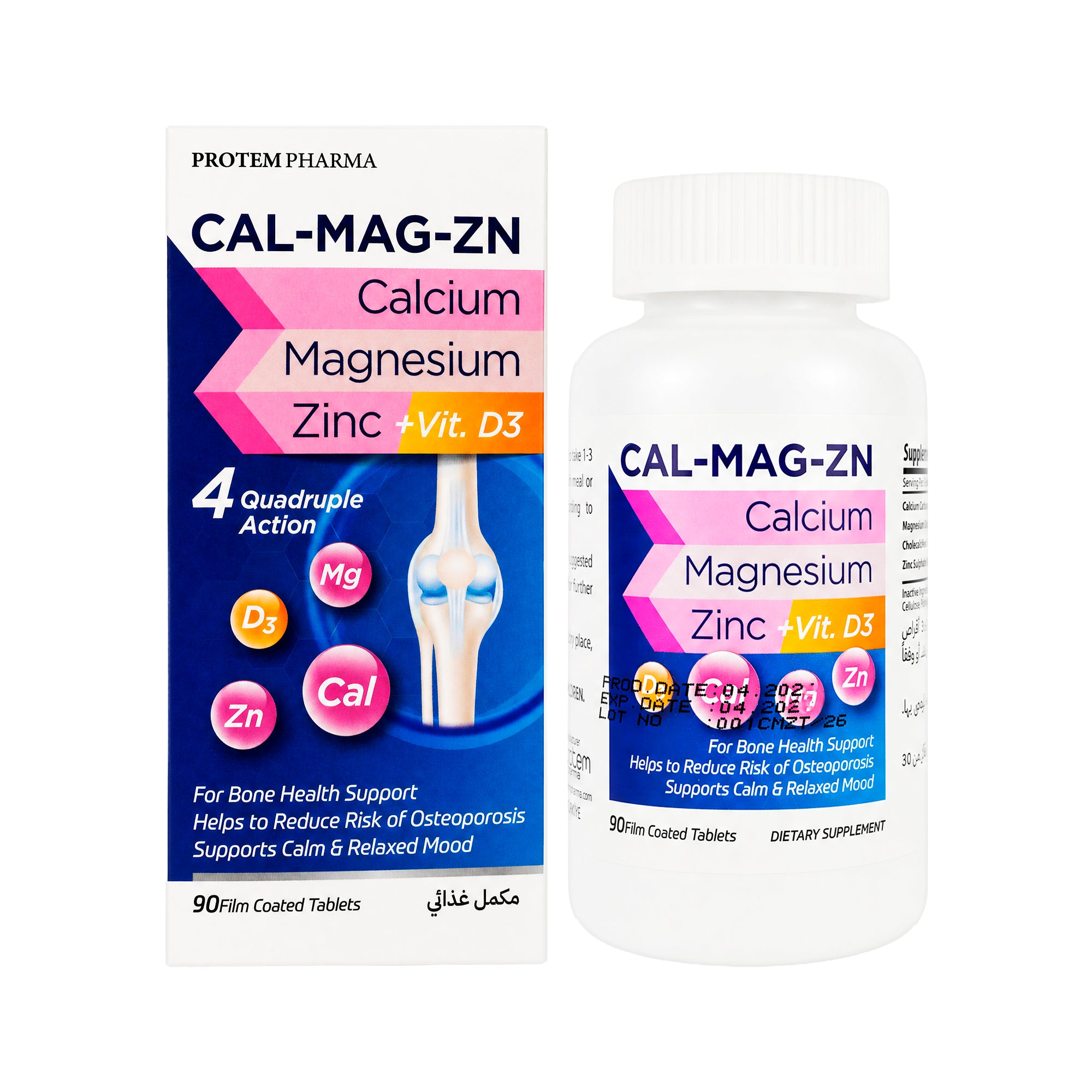 Protem Pharma Cal-Mag-Zn+Vit D3 90 Tablets