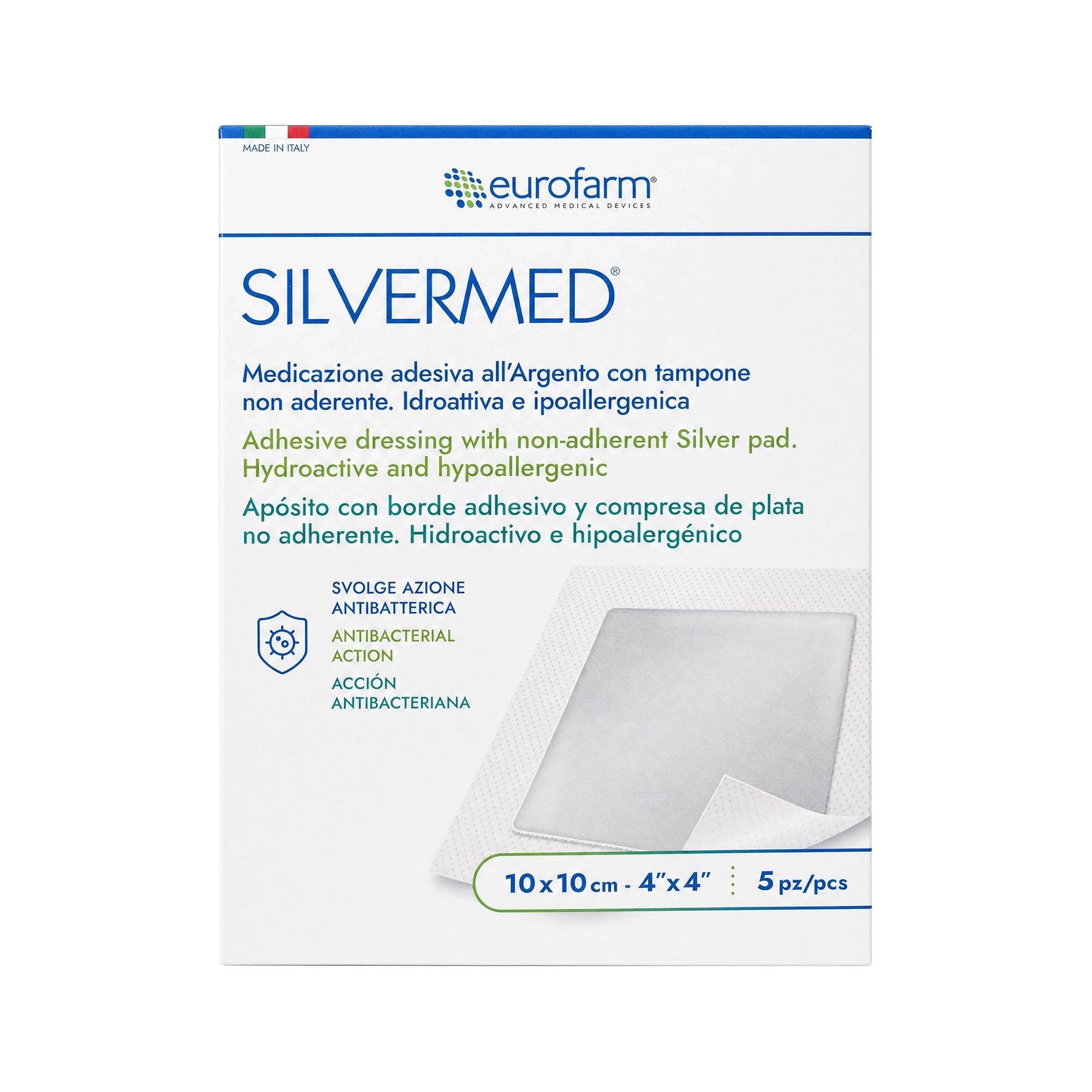61573-Eurofarm Silvermed Plaster 10x10cm 5pcs 