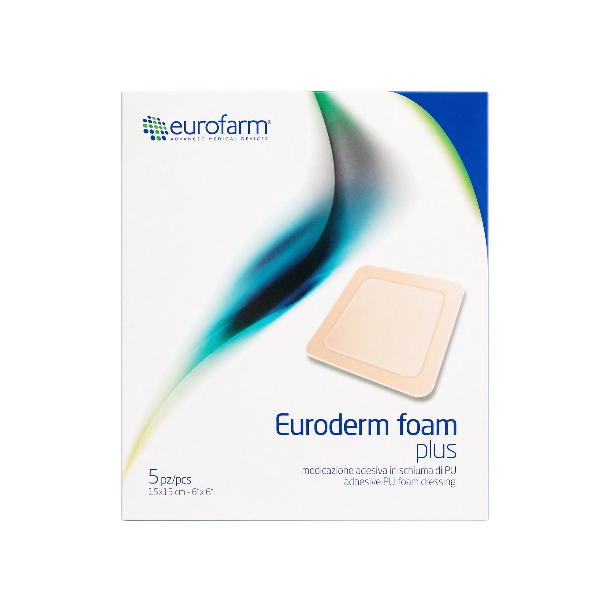 61576-Eurofarm Euroderm PU Foam Plus Plaster 15x15cm 5pcs 