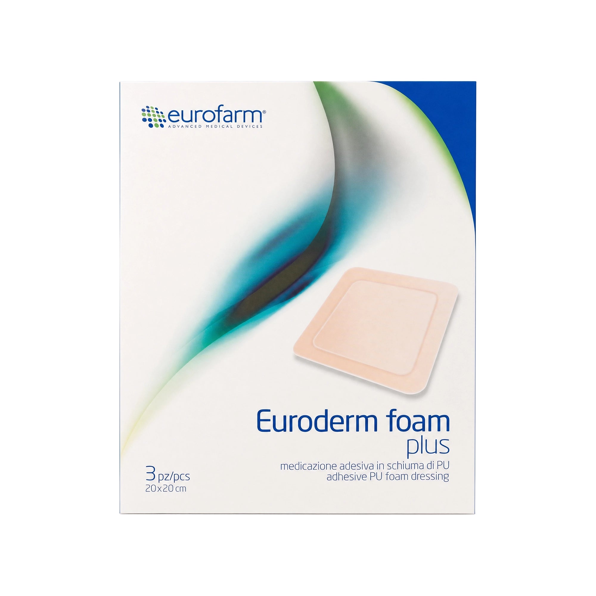 61577-Eurofarm Euroderm PU Foam Plus Plaster 20x20cm 3pcs 