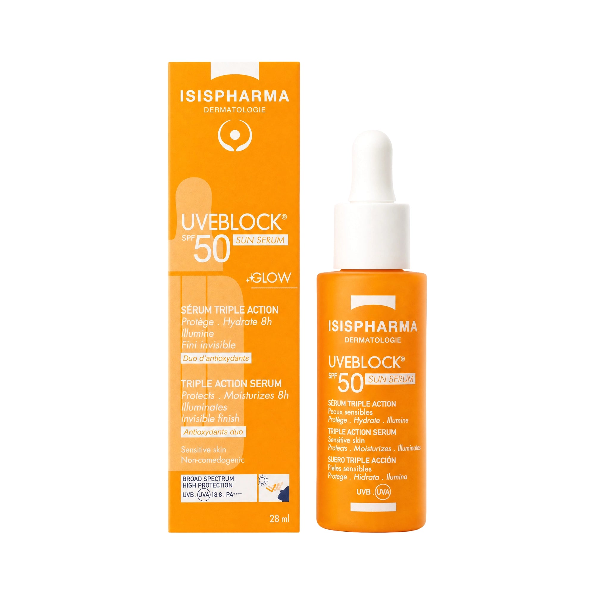 61607-Isis Uveblock Spf50 Triple Action Sun Serum Glow 28ml +4