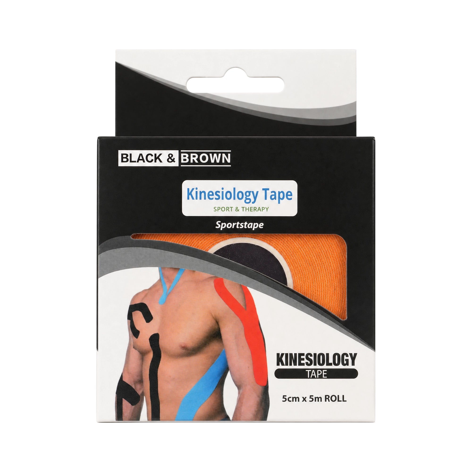 Black & Brown Kinesiology Tape 5cmX5m Roll-Orange