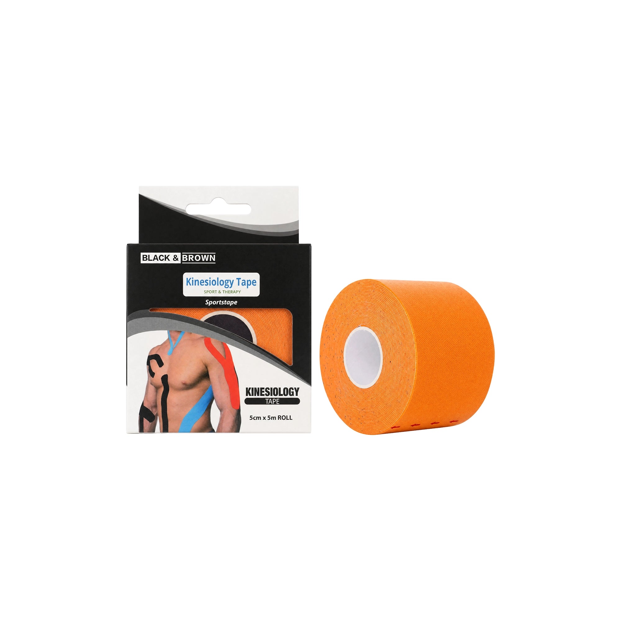 Black & Brown Kinesiology Tape 5cmX5m Roll-Orange