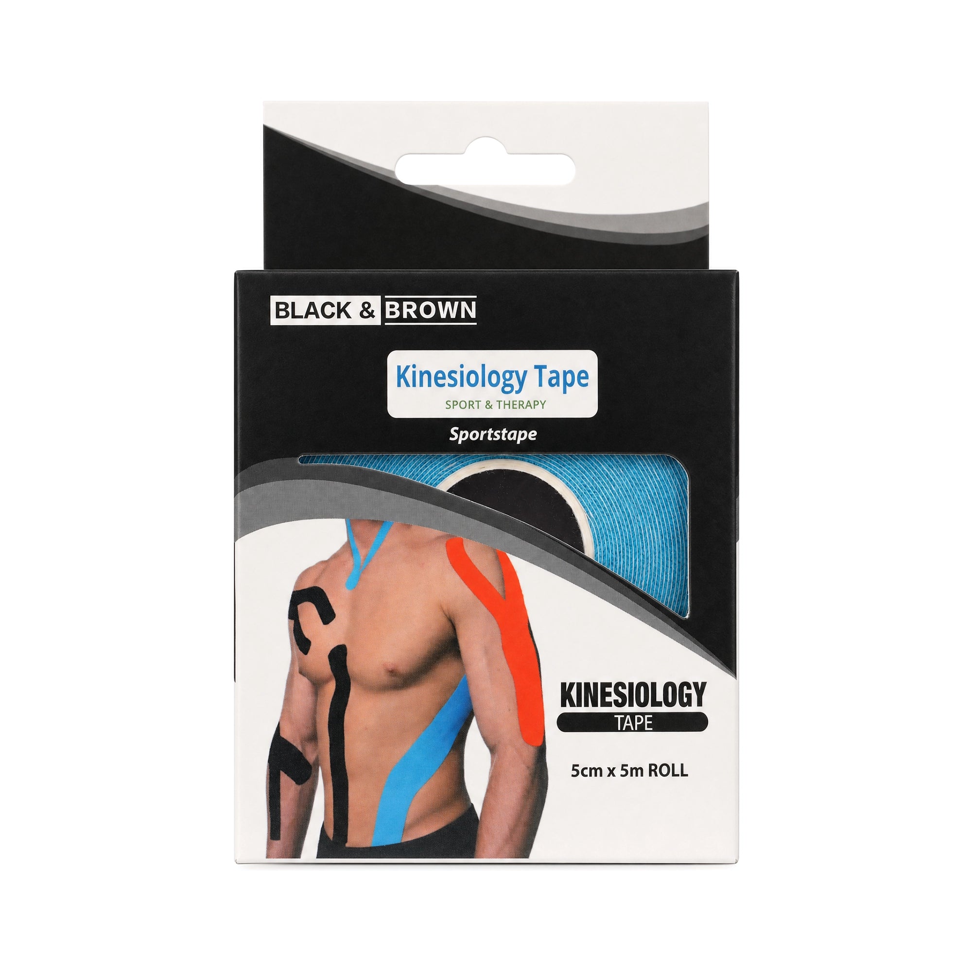 Black & Brown Kinesiology Tape 5cmX5m Roll-Blue