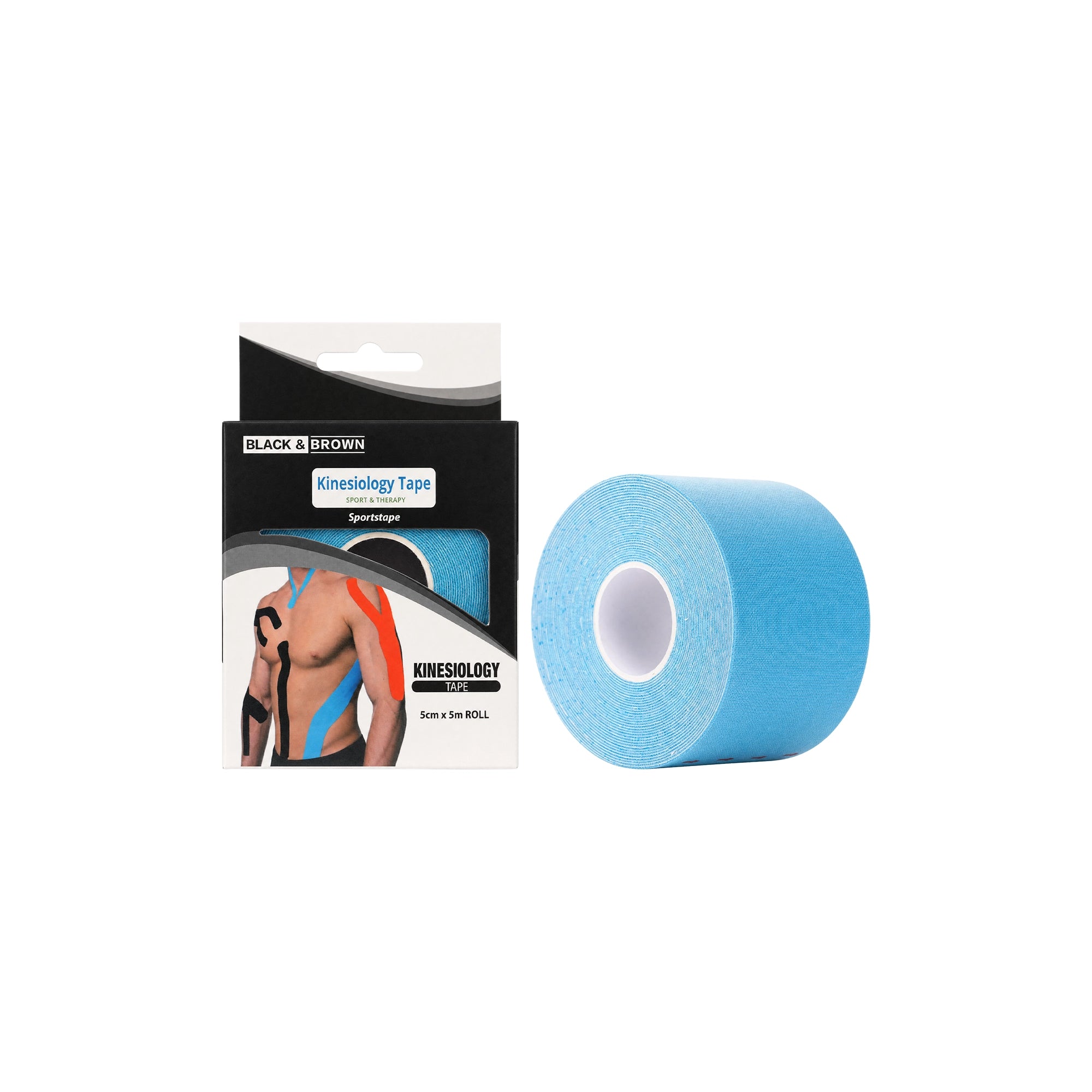Black & Brown Kinesiology Tape 5cmX5m Roll-Blue