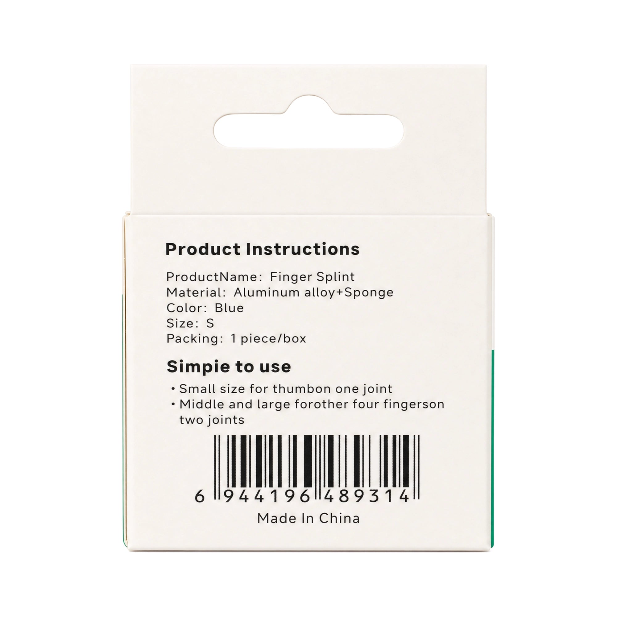 Black & Brown Finger Splint-Small